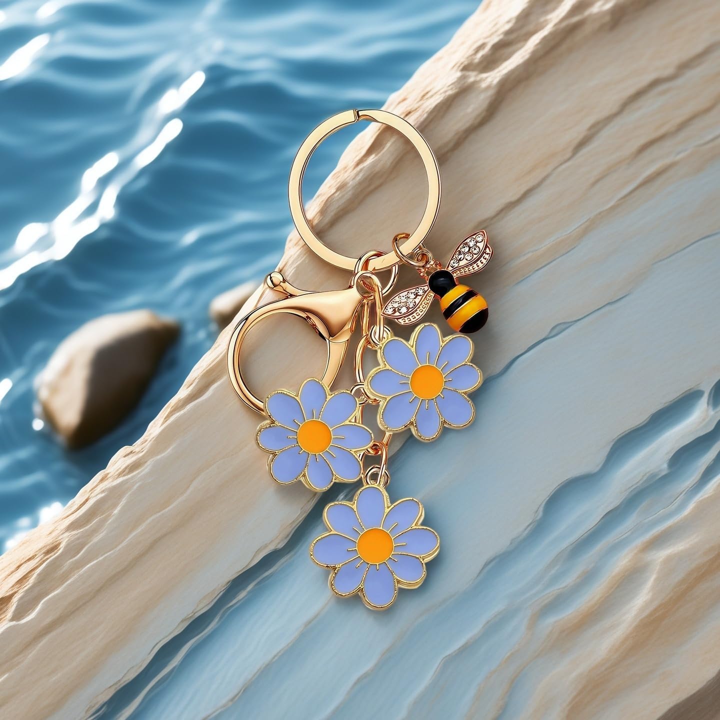 Cute Flower Keychain Keys Charm Gifts for Women Key Ring Decor Purse Charms for Handbags Bag Accessories - Image 3