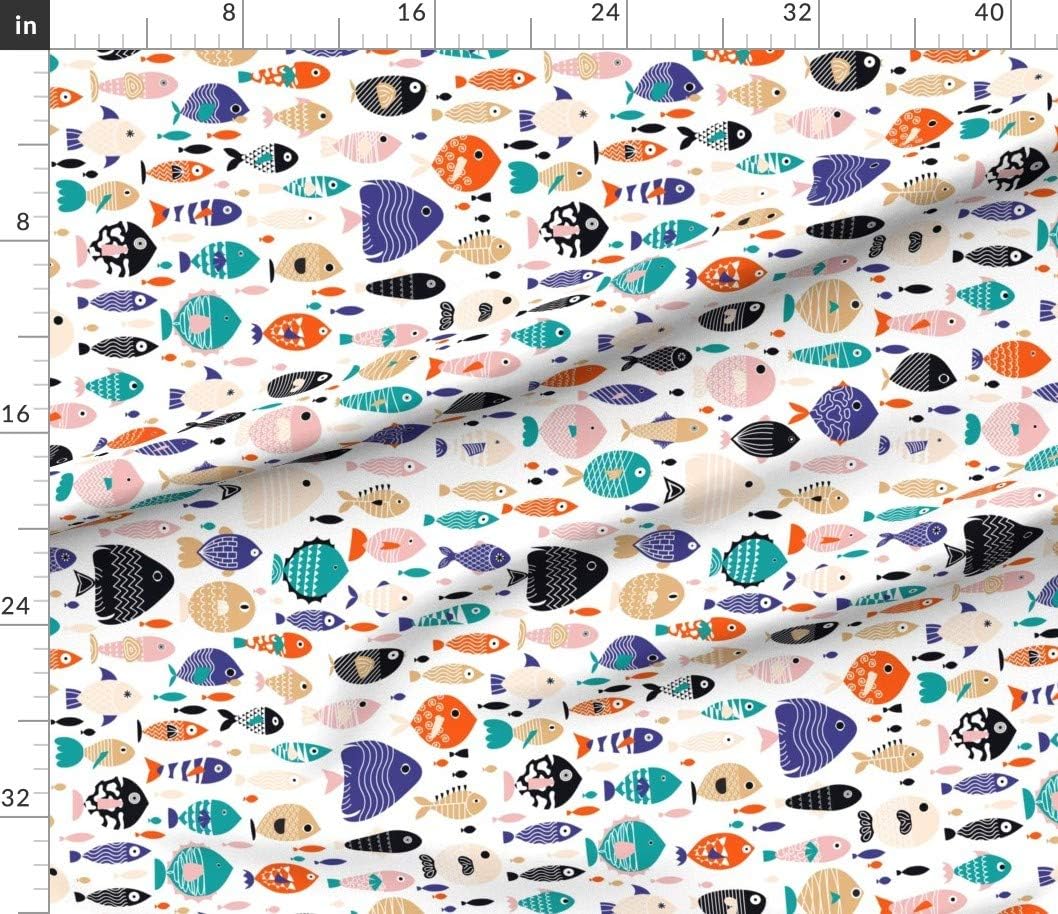 Spoonflower Fabric - Fish Sea Horizontal Swimming Ocean Tropical Lake Life School Bright Printed on Petal Signature Cotton Fabric by The Yard - Sewing Quilting Apparel Crafts Decor