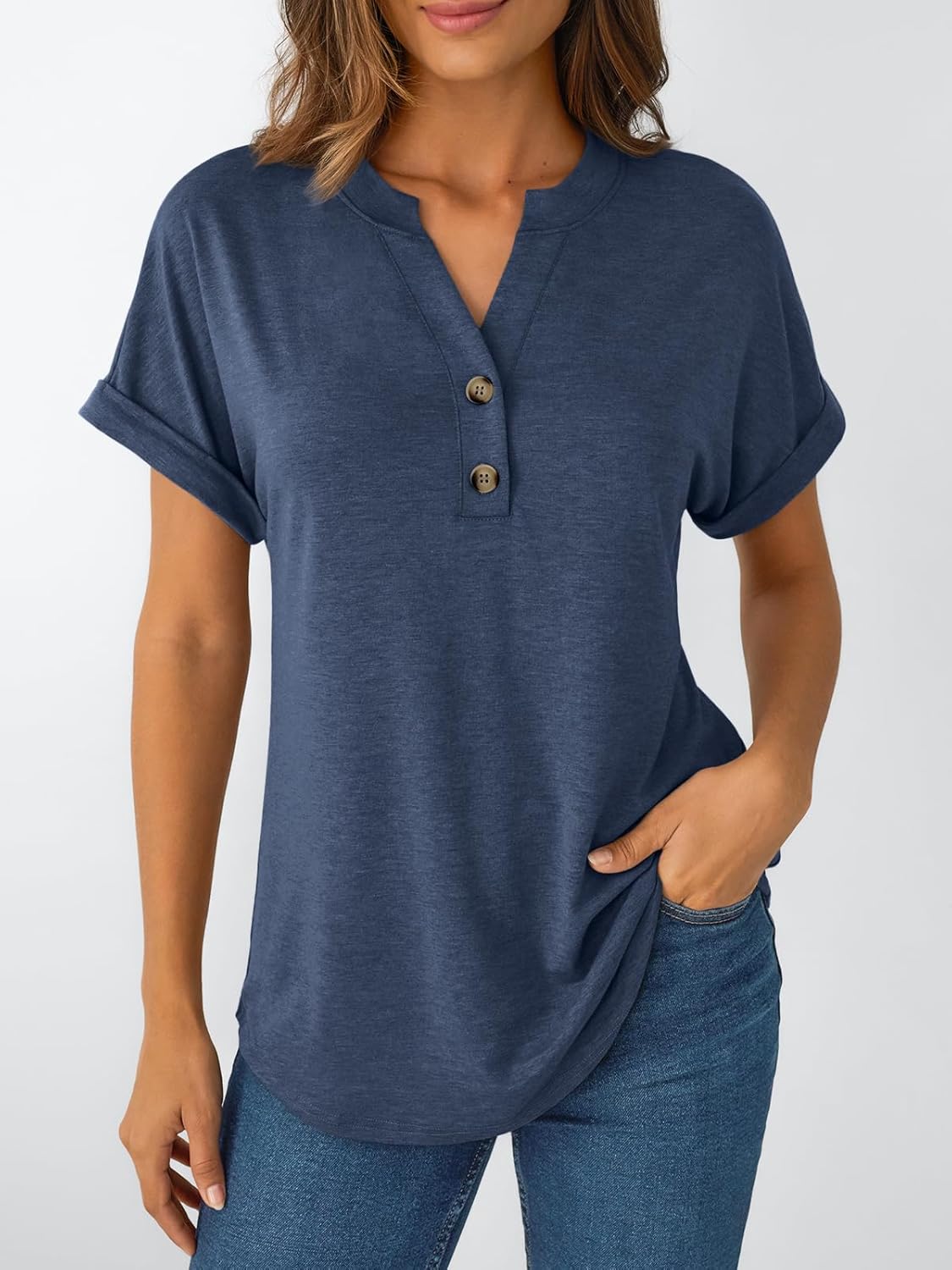 AUTOMET Women's Short Sleeve Shirts Henley Dressy Casual Summer Tops 2026 Spring Fashion Trendy Cute T-Shirts - Image 6