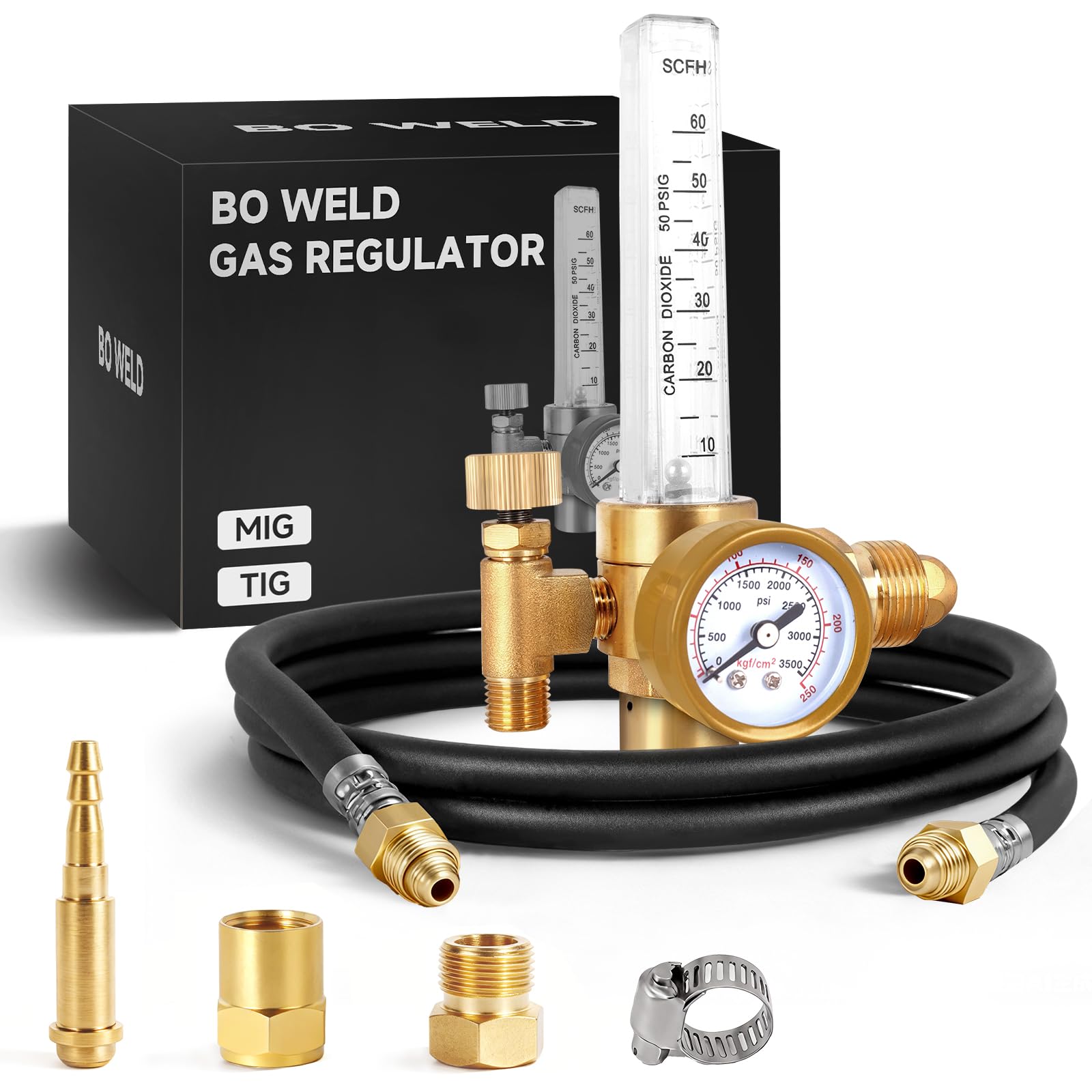 BO WELD argon regulator przepływu CO2 regulator przepływu gazu z wężem gazowym 2,1 m do spawarki TIG MIG