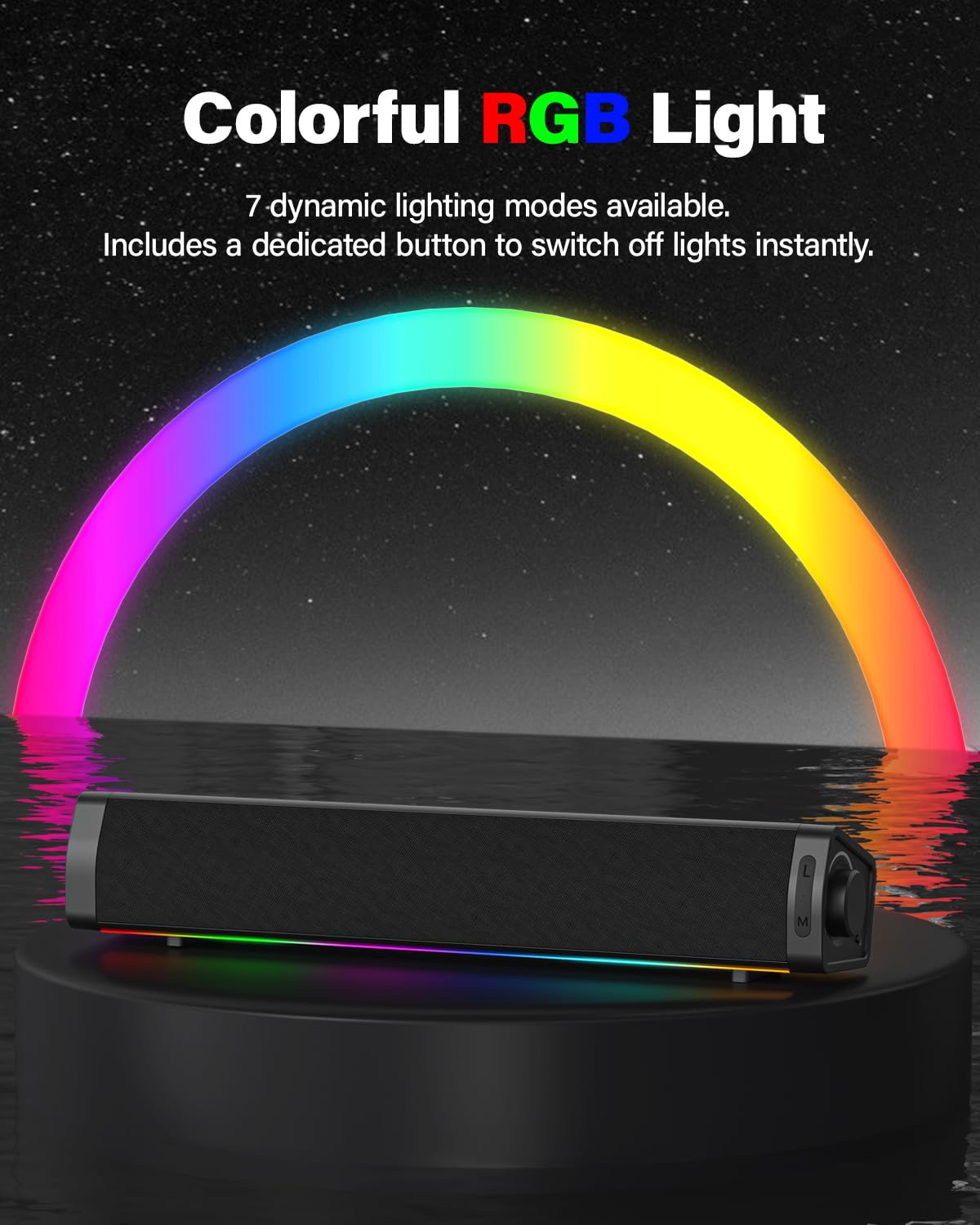 Altoparlanti per computer da gioco RGB immersivi con 3 modalità audio per PC desktop, altoparlanti monitor USB-C con bassi migliorati, ingresso AUX e porta cuffie per PC, laptop, Mac, PS5