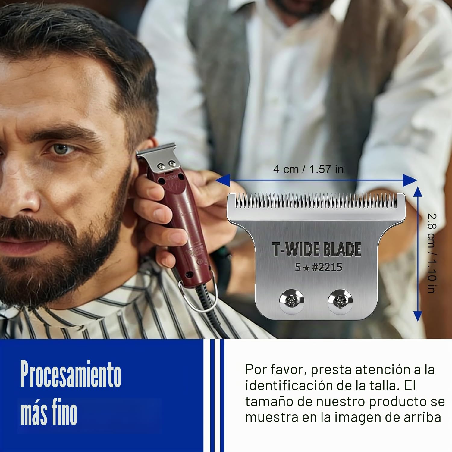 Cuchilla de repuesto profesional 2215 T-Wide, compatible con el cortapelos Wahl 5 Star Detailer Li (8081, 8171), hoja ajustable de acero inoxidable de separación cero (paquete de 2)