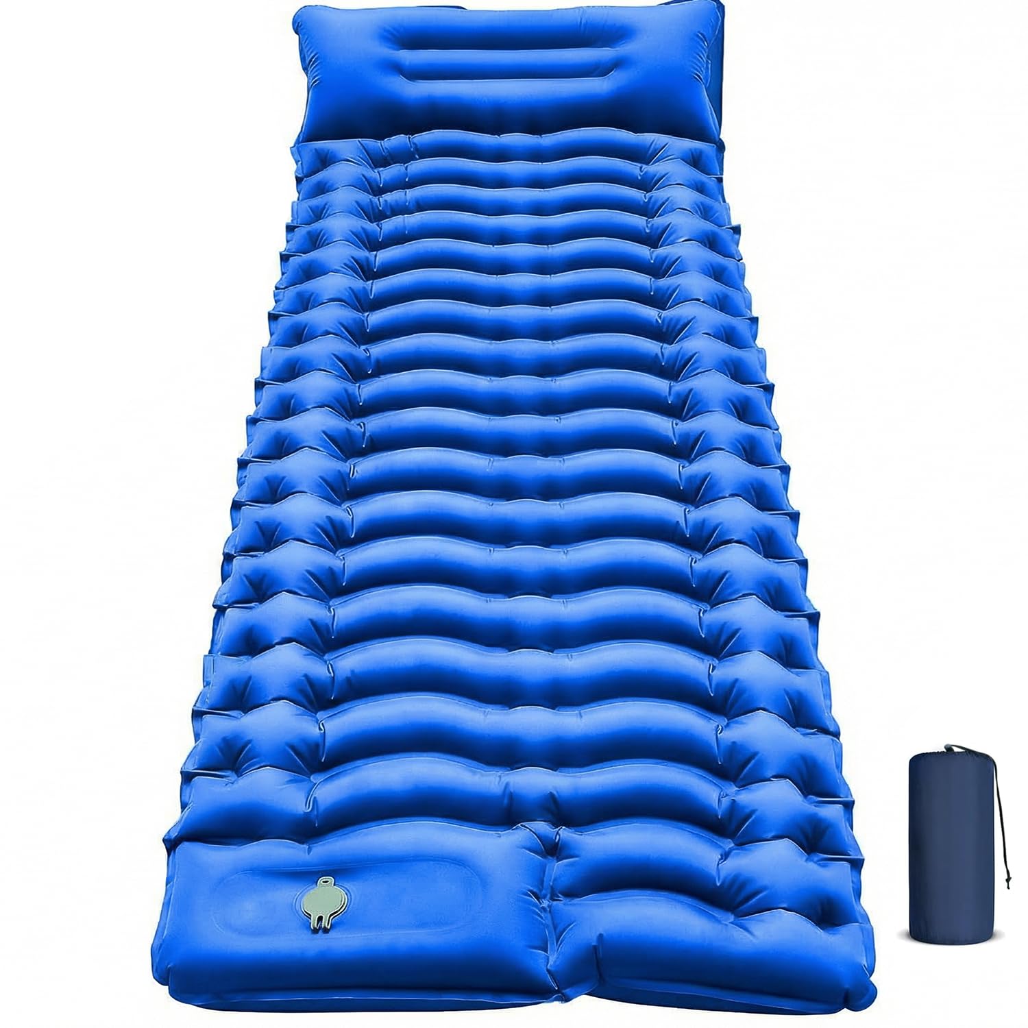 FUN PAC Camping-Isomatte, ultraleichte Campingunterlage mit Kissen, integrierte Fußpumpe, aufblasbare Isomatte, kompakt für Camping, Rucksackreisen, Wandern, Reisen - Blau