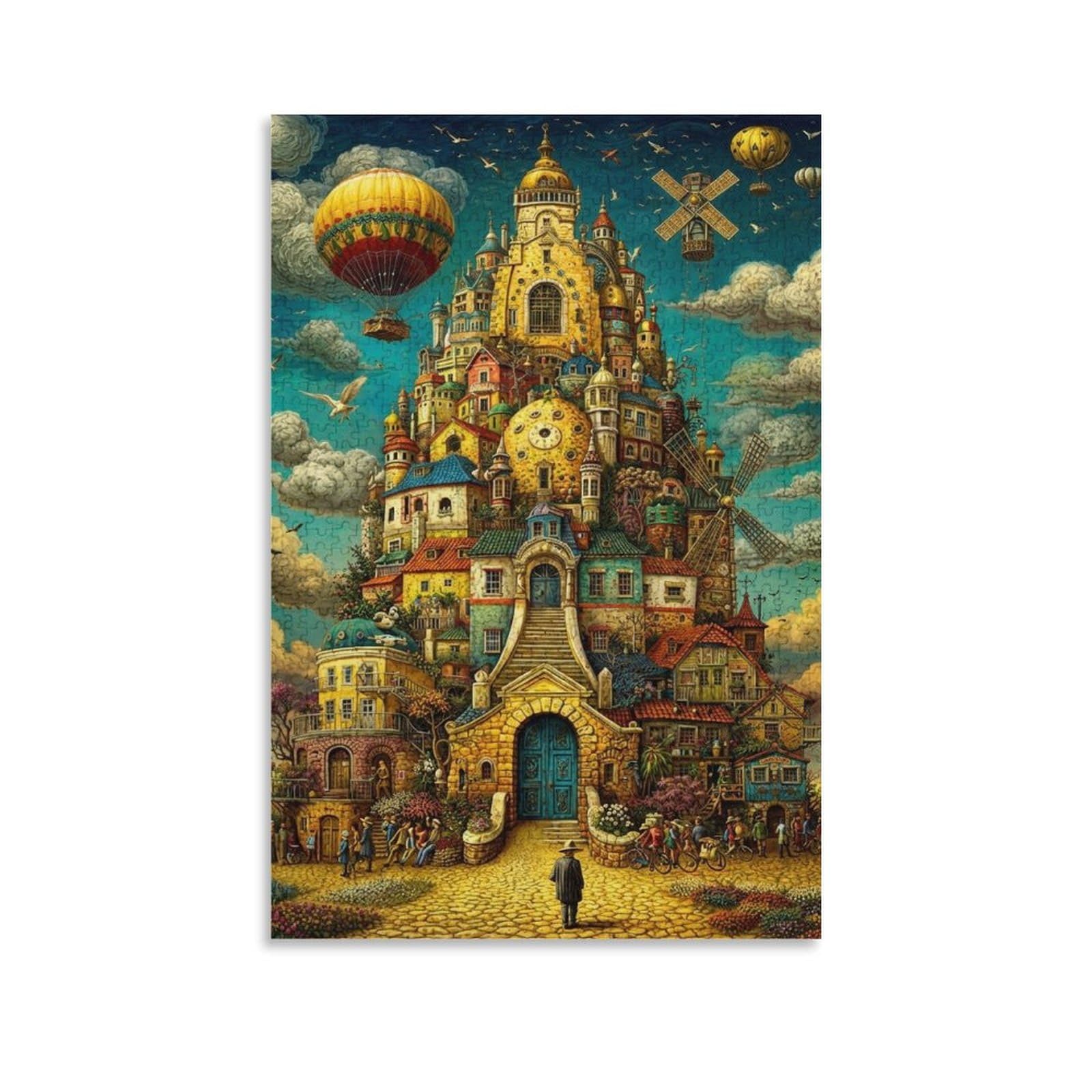 DHBANEIOK Fantasy Castle Puzzle Wall Decor Poster Giclee Canvas Prints Modern Wall Art Picture Wall Hanging for Bathroom Wall Decor 12x18inch(30x45cm)