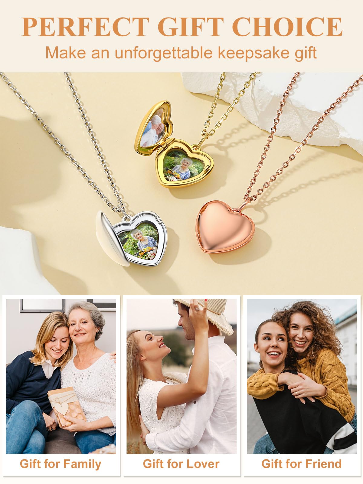 Custom4U Argento S925 Collana Locket Foto Cuore Personalizzata Donna Nome Testo Incisione 2 Foto Apribile Antiallergico 41/46/55 CM Delicato Solido Regalo Mamma Amore Creativo
