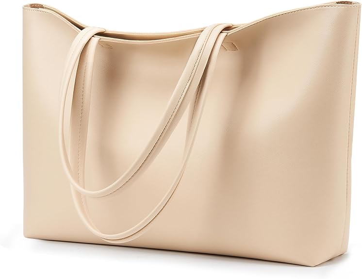 Bolso beige grande para mujer tipo tote impermeable con cremallera