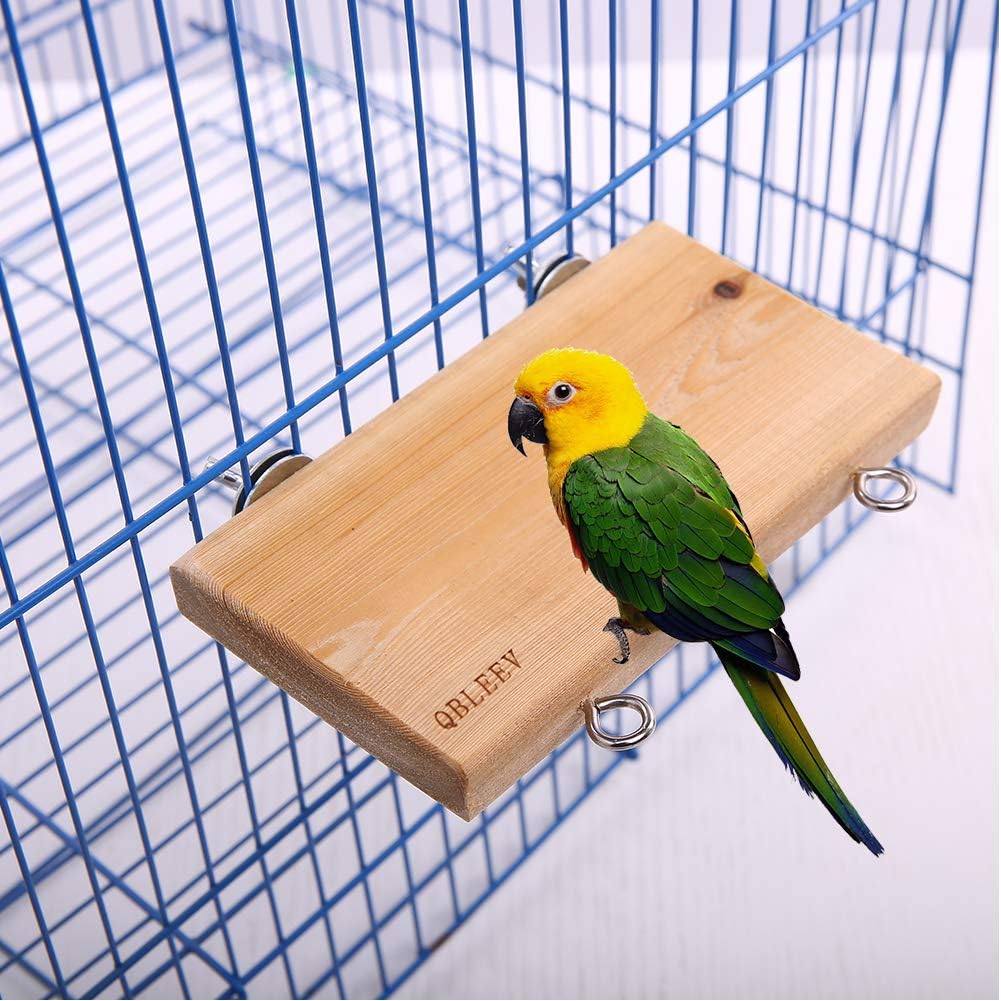 Natural Wood Pet Parrot Perch Stand for Bird Cage，Small Animals Platform Shelf Paw Grinding Stick Wooden Chewing Toys Cage Playpen…