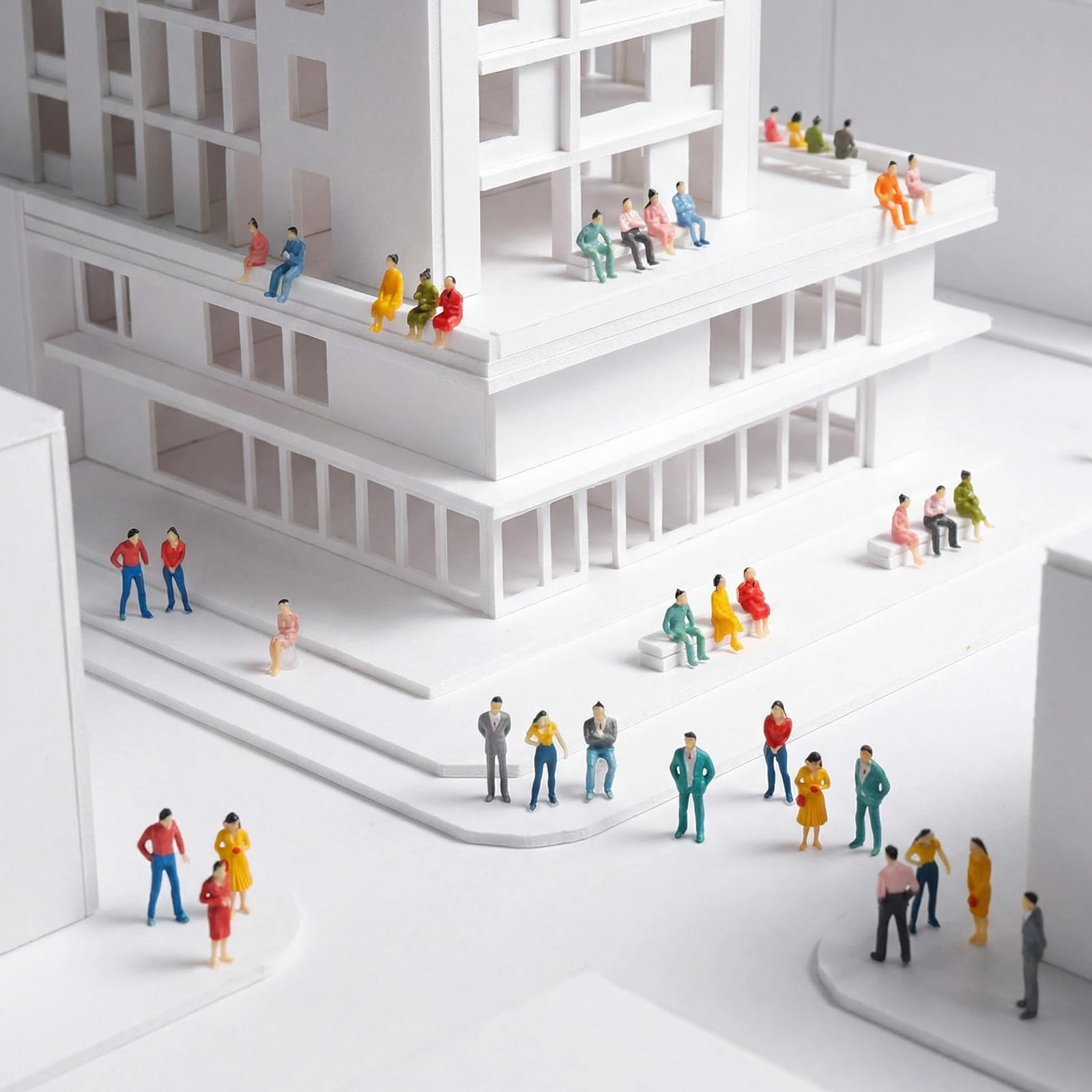 50 Pezzi Mini People Figurine de Miniature Figure Diverse Pose Modello in Scala 1: 50 per Scene in Miniatura Progetto Architettonico