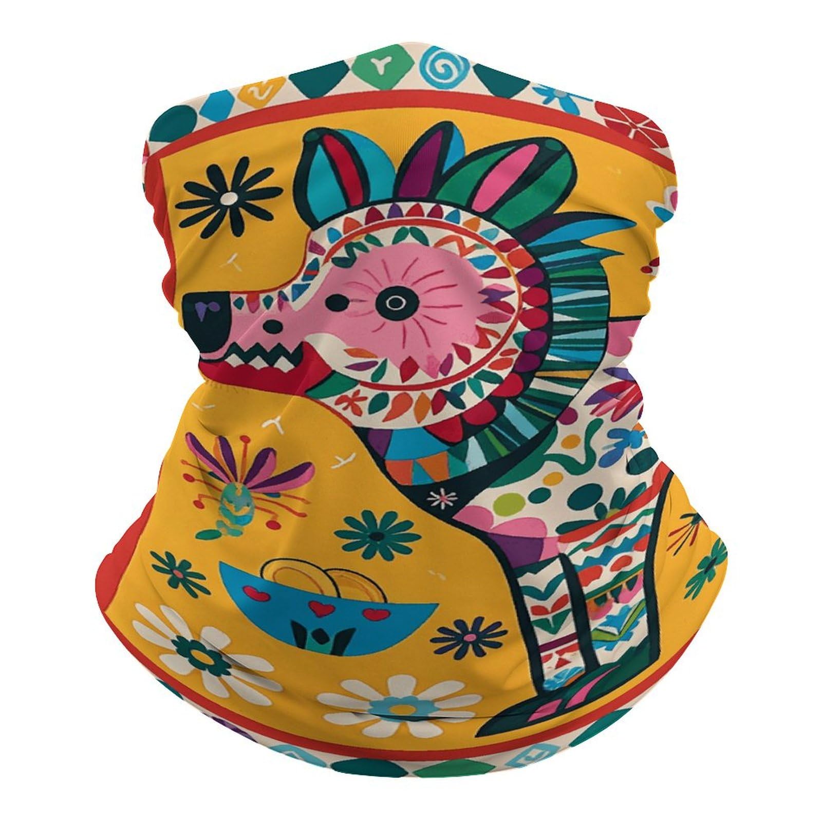 FZQVSGW Balaclava Neck Gaiter Mexican Otomi Animal Neck Face Mask Windproof Scarf Face Cover for Men Women