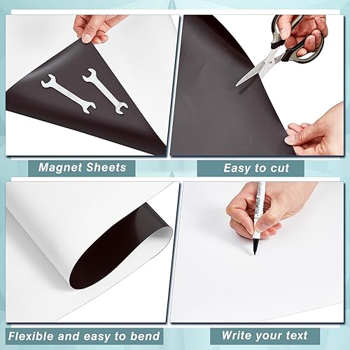 Miniatura 4 de Hojas magnéticas de superficie blanca en blanco, rollo magnético imprimible flexible de vinilo magnético, hoja magnética en blanco, hoja de letrero