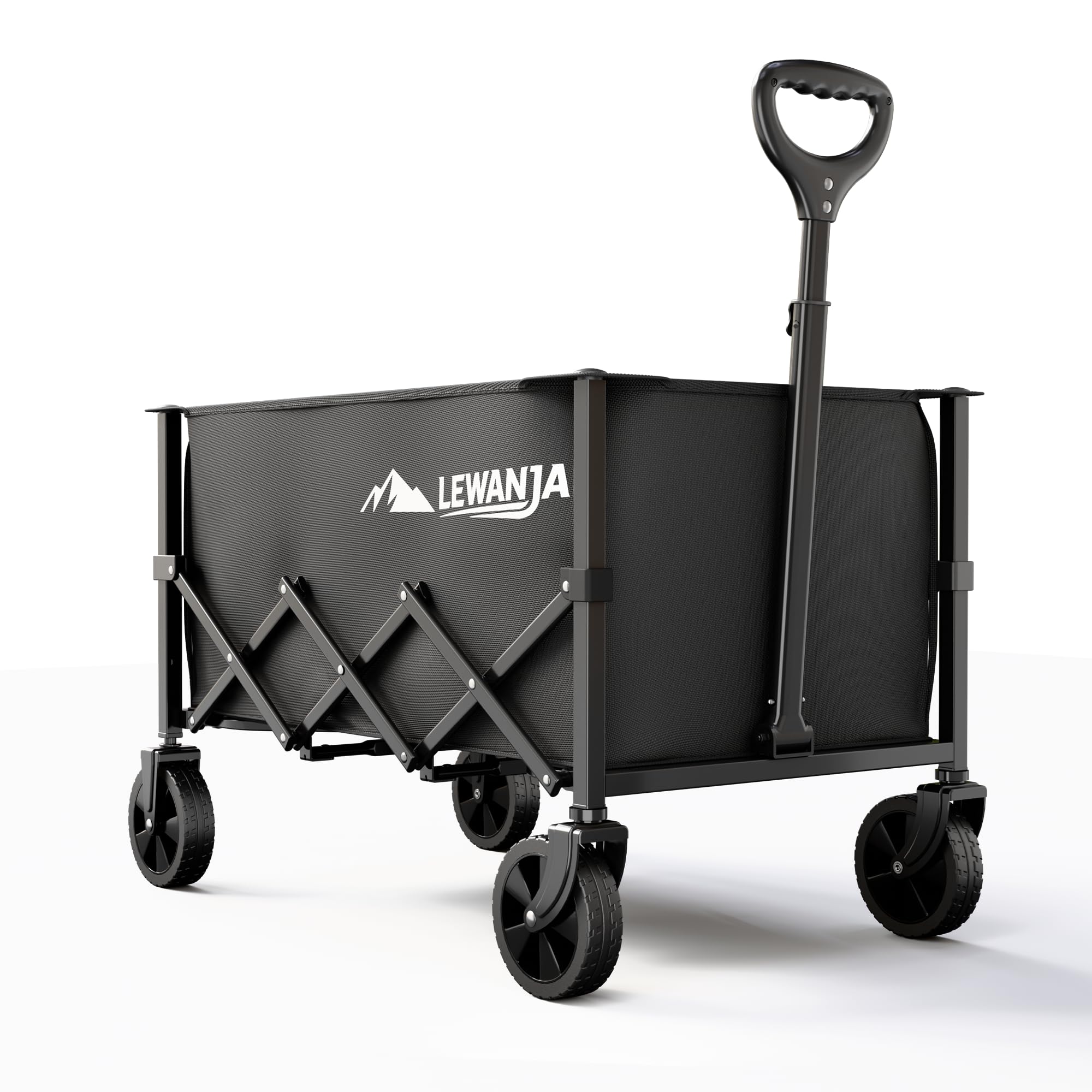 LEWANJA Heavy Duty Collapsible Folding Trolley, Garden Handcart for Festivals, Camping, Beach & Shopping, Portable Wagon with Adjustable Handle - 100L Capacity & 100kg Load.