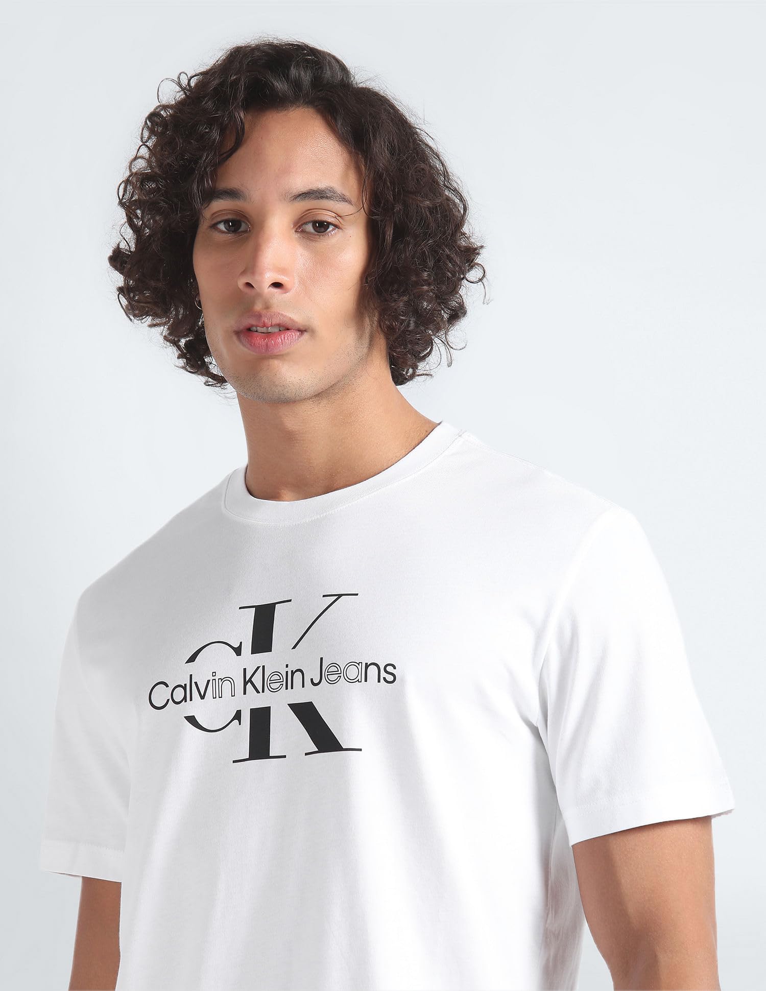 Calvin Klein Disrupted Outline Monologo tee J30j325190 Camiseta con diseño de monográfico Hombre