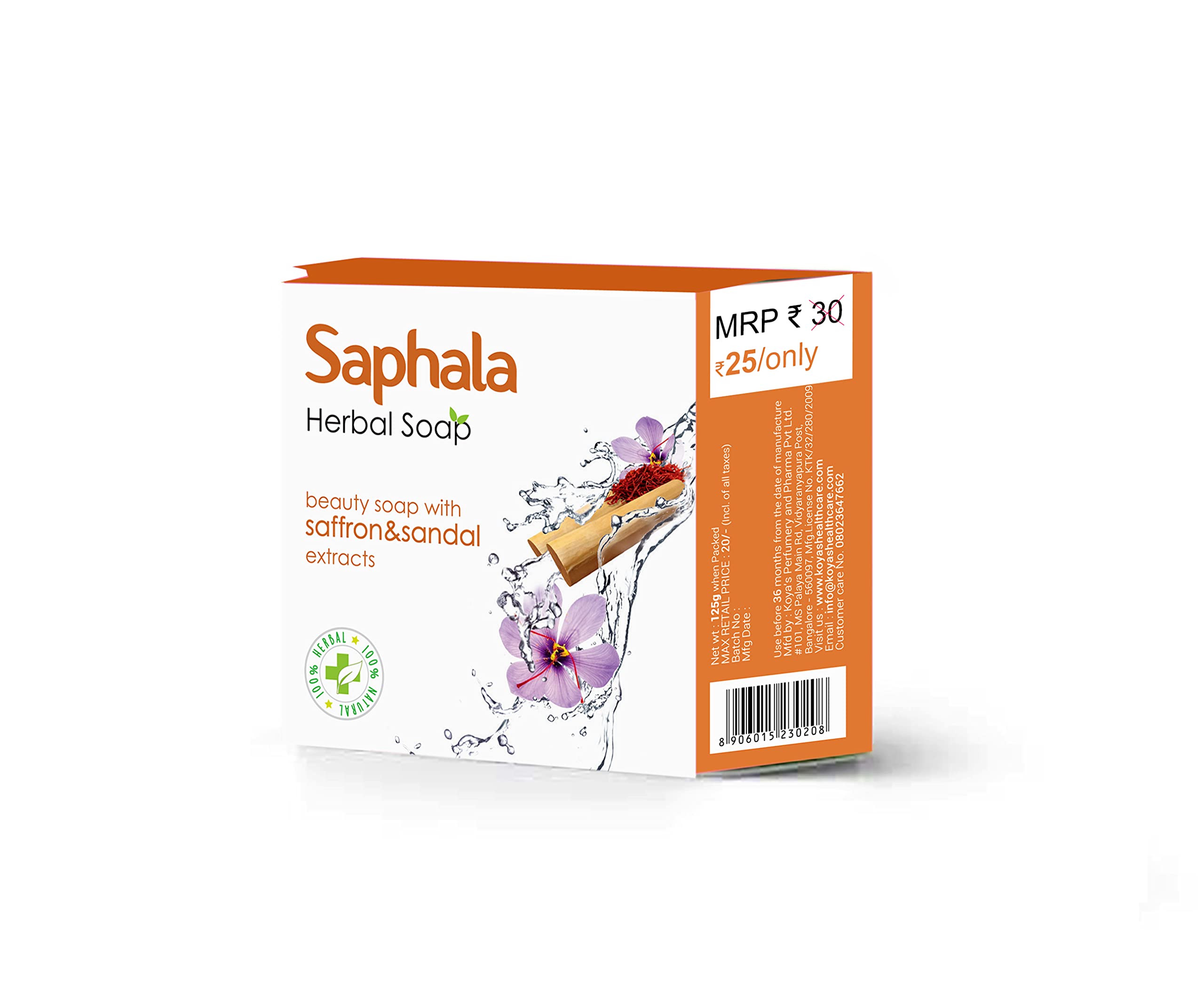 Saphala Saffron Sandal Soap (110 g) Pack of 7