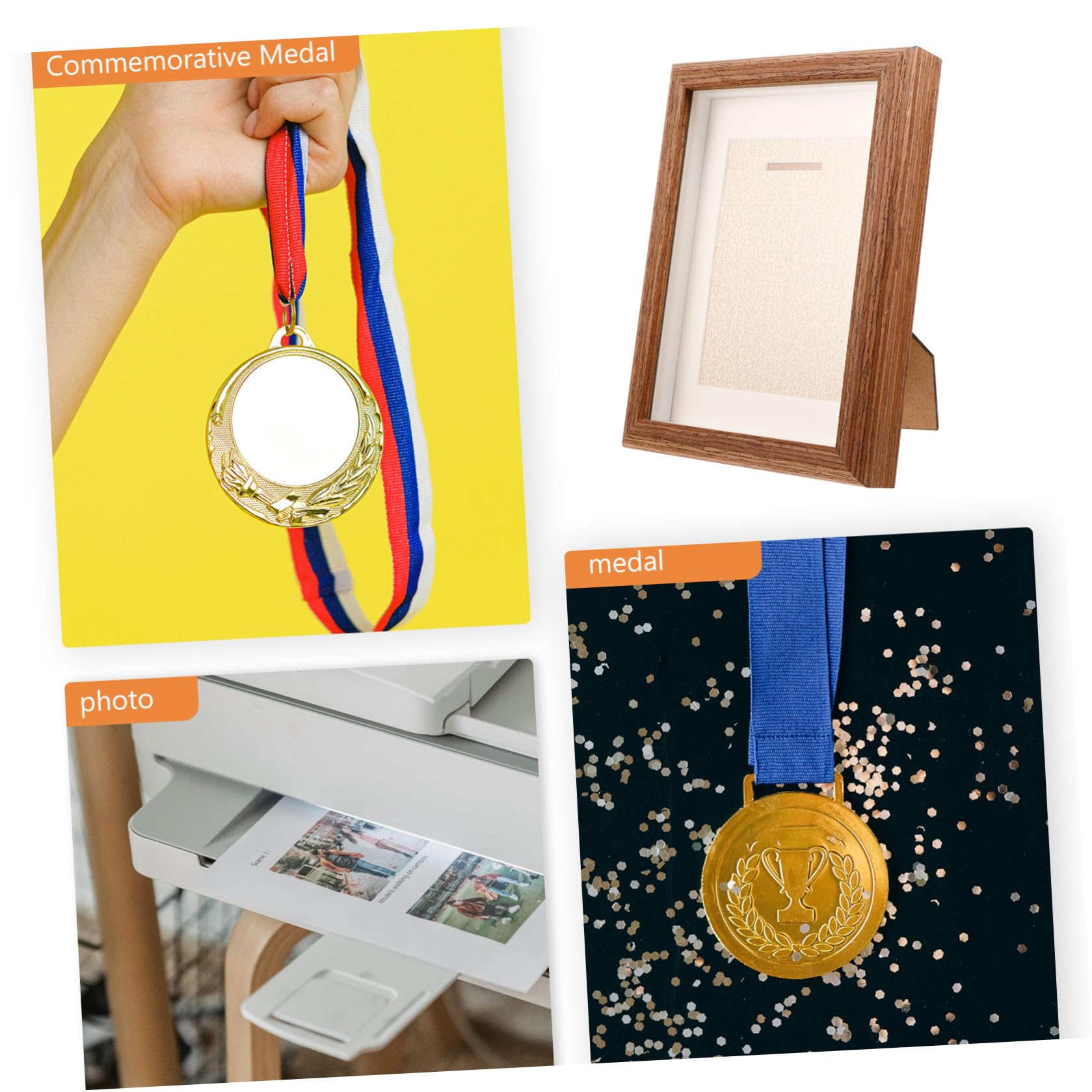 TOYANDONA Marco para Medallas de Maratón 7 Pulgadas Caja Expositora de Madera Color Café