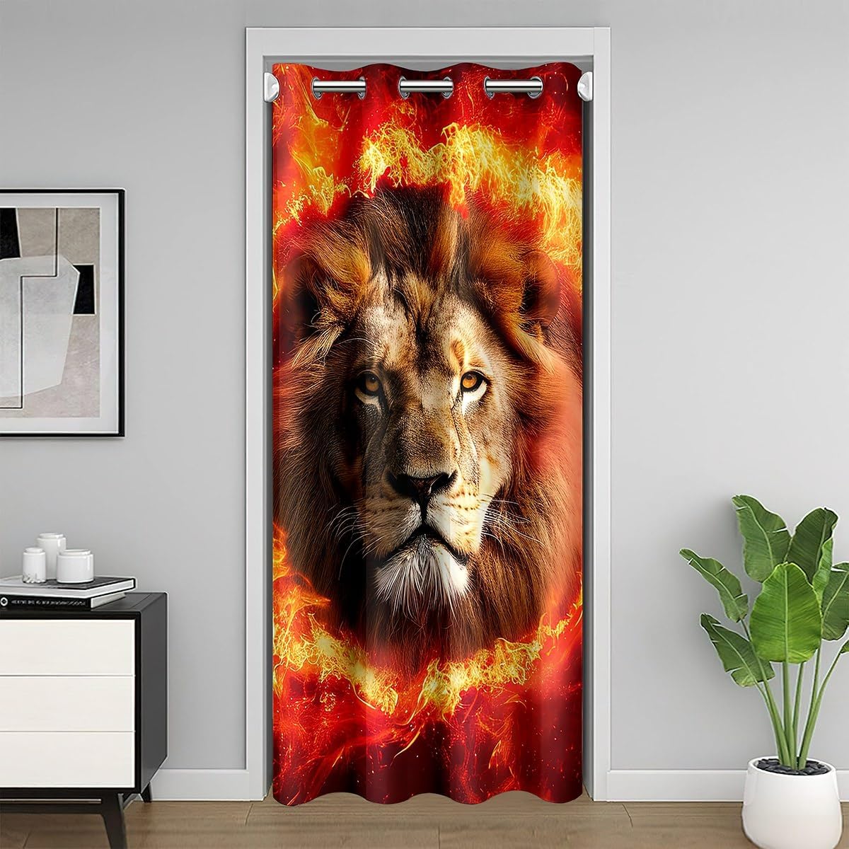 Erosebridal Highland Cow Door Curtain for Doorway Privacy for Boys,Farm Western Animal Blackout Curtain 34" W X 80" L,Rustic Sunflower Cowhide Door Drape,Wooden Plank Room Divider Curtain