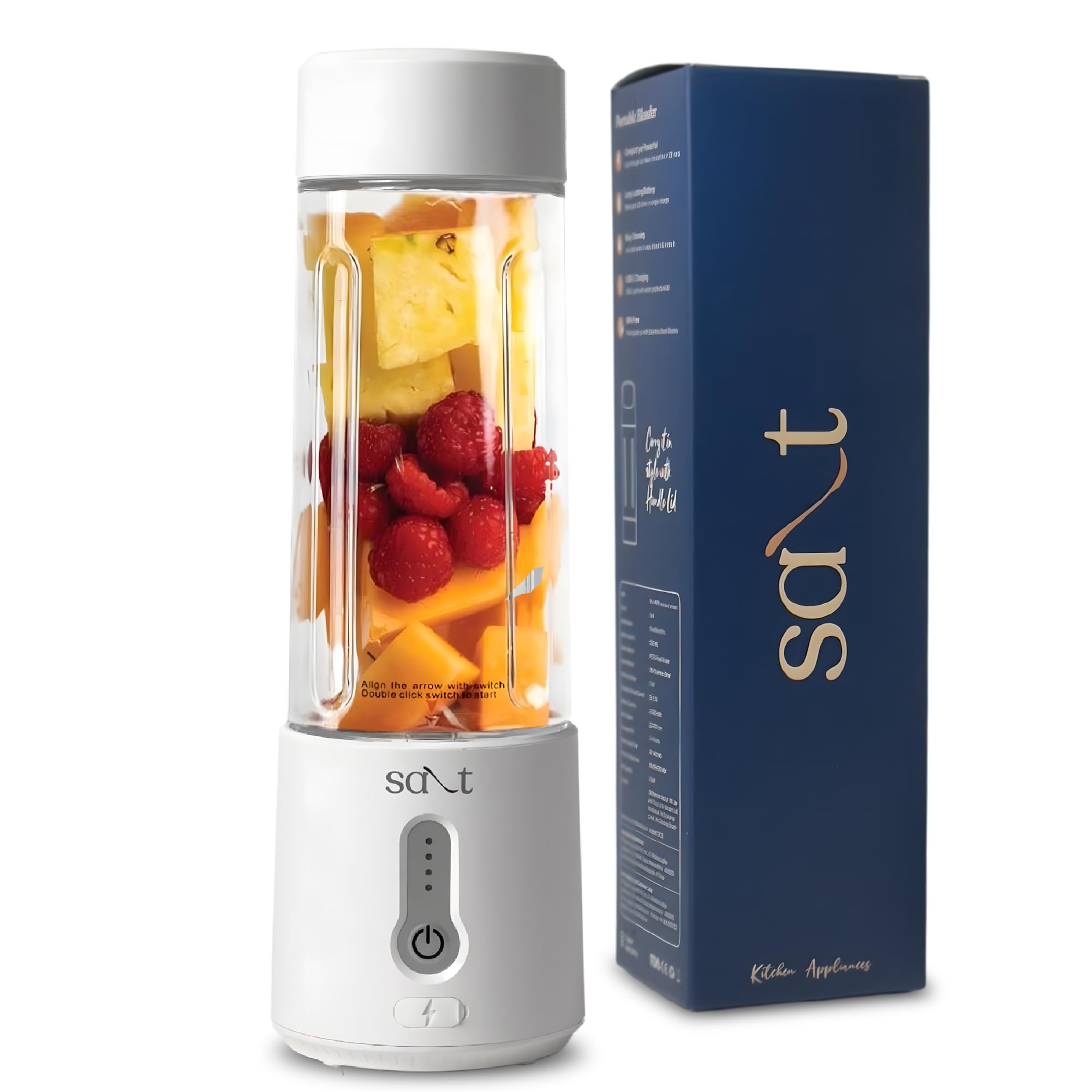 Salt PureBlend Pro Portable Blender for Smoothies, Protein Shakes, Crushing Ice | 4000 mAh Battery, USB-C Port | 230W Motor with Turbo Mode | 500ml (White) (B0CNT4F4ZJ) Amazon Price History, Amazon Price Tracker
