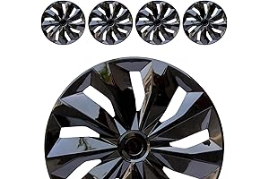 Universal Hubcap Wheel Cover Replacement - Set of 4 Black Wheel Covers