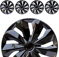 Aiqiying 16 Inch Black Hubcaps Wheel Covers - Universal Fit ABS Set of 4 for Steel Wheels on Cars Trucks SUVs