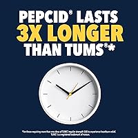 Vista 4 de Pepcid Reductor de ácido de doble acción completo + tabletas masticables antiácidas, sabor a bayas, 8 unidades.