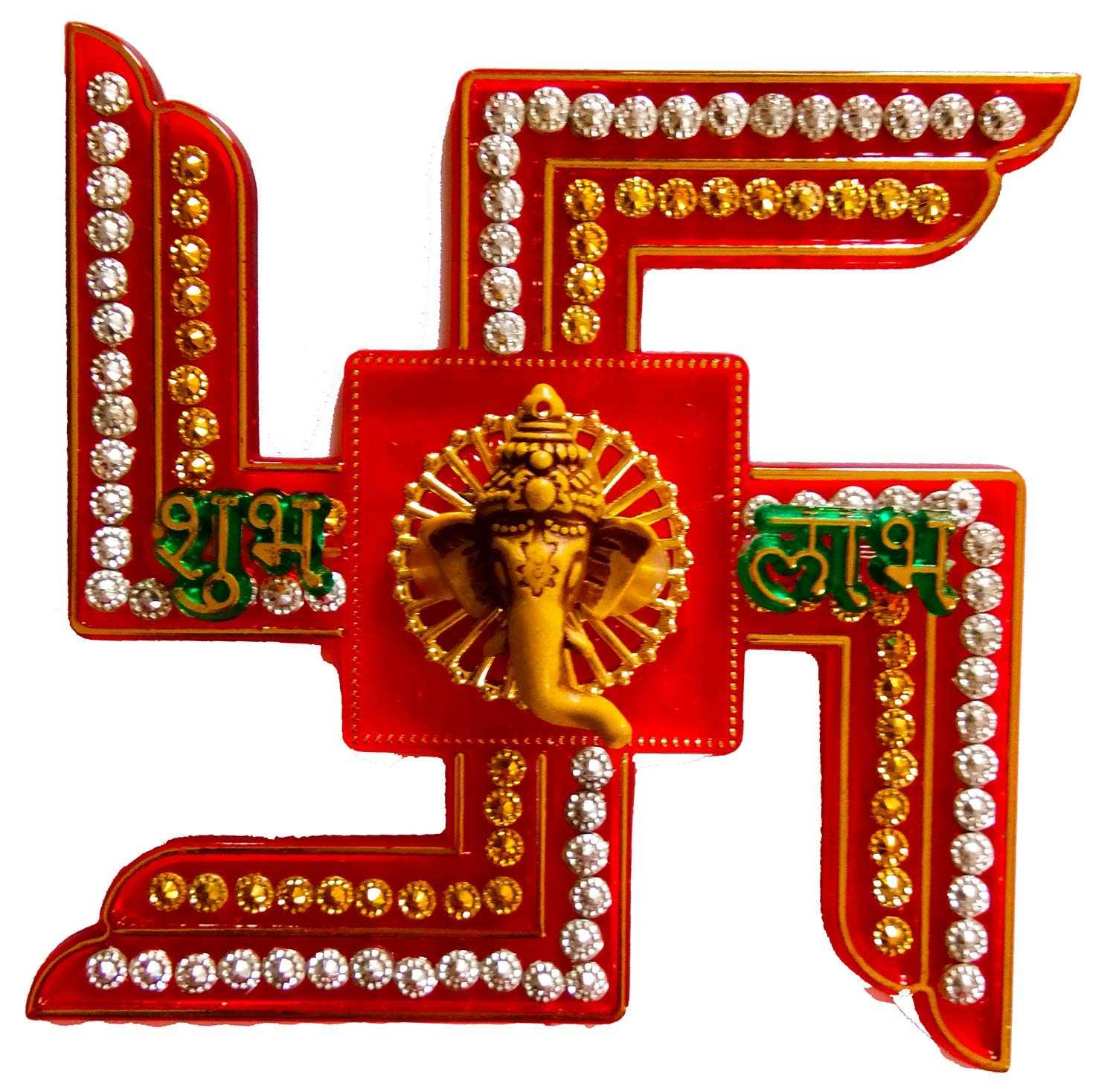 Avanti Creation Multicolor Acrylic Shubh Labh Swastik Sticker for Door Decoration |Diwali Sticker for Home Decoration-Complete Package in One-Big Size - 6X6 INCHES-Self-Adhesive