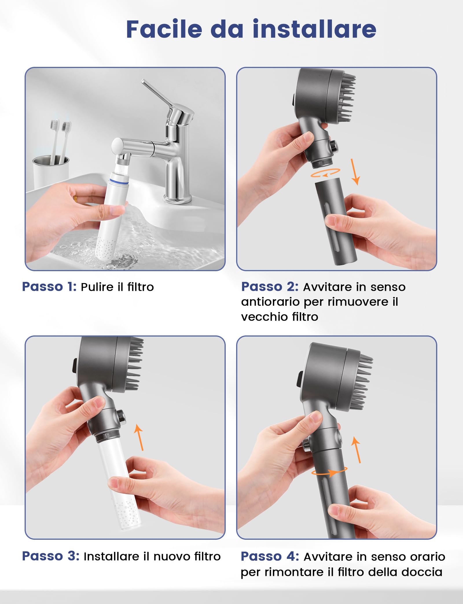 MEKO Confezione da filtri solo per doccetta con ASIN B0CGHXYM1Y / B0D3V9W5P5 di MEKO,5 strati di filtro di ricambio per acqua dura (Blu - Confezione da 3)