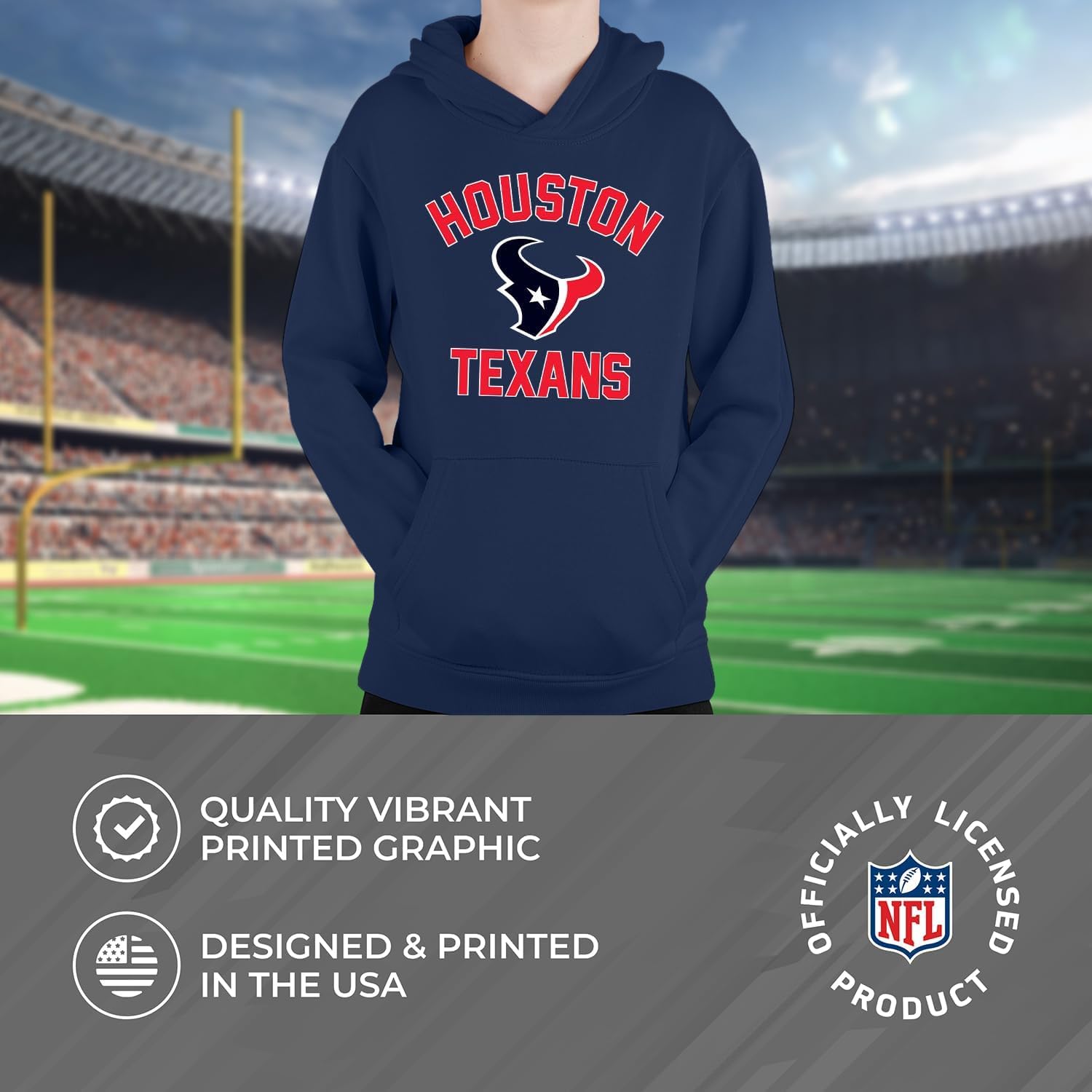 Team Fan Apparel NFL Youth Gameday Hooded Sweatshirt, Pro Football Hoodie Pullover Sweatshirt, Sports Apparel Boys and Girls