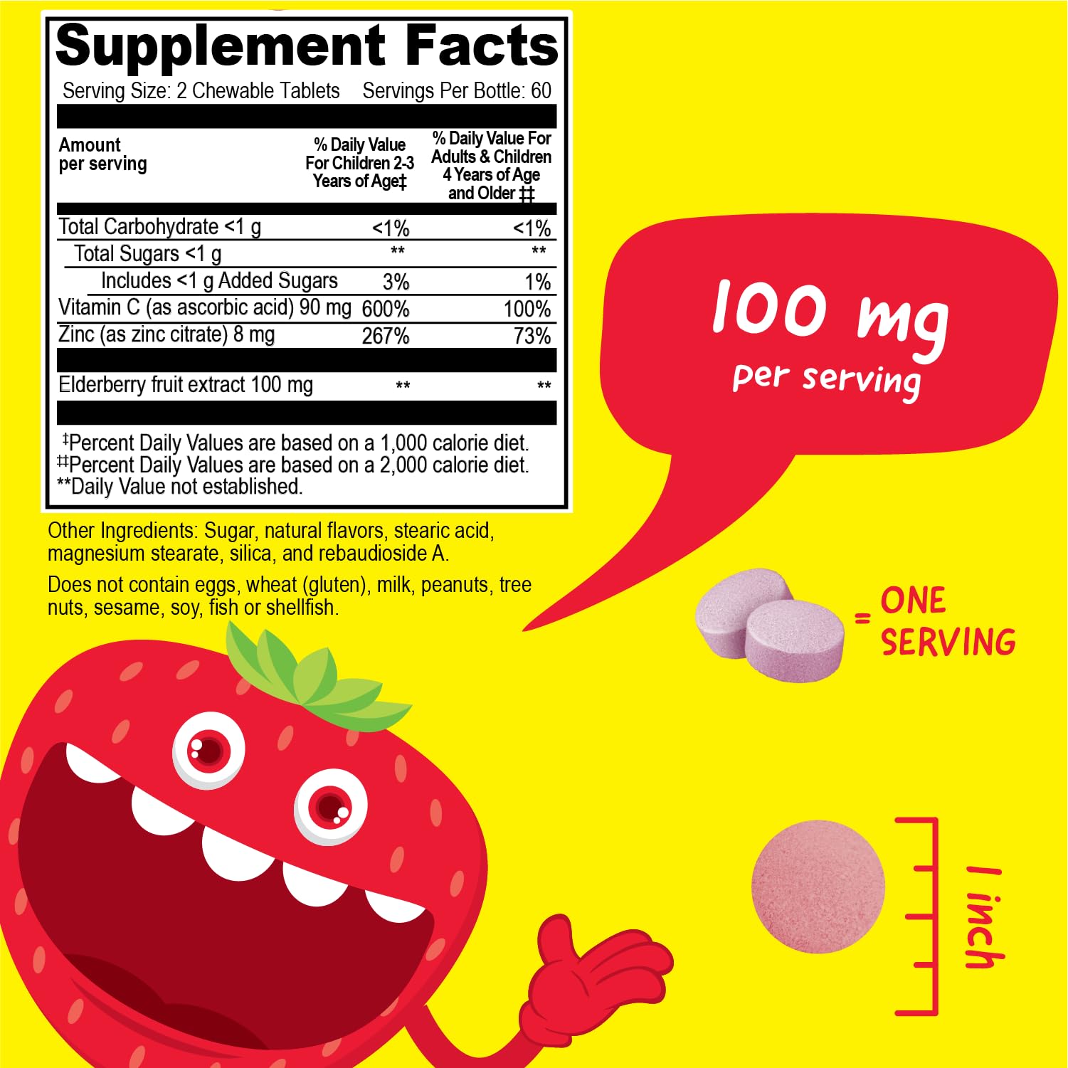 VitaWorks Kids Elderberry Vitamin C and Zinc Chewable Tablets, 120 Count — Amazon image 2