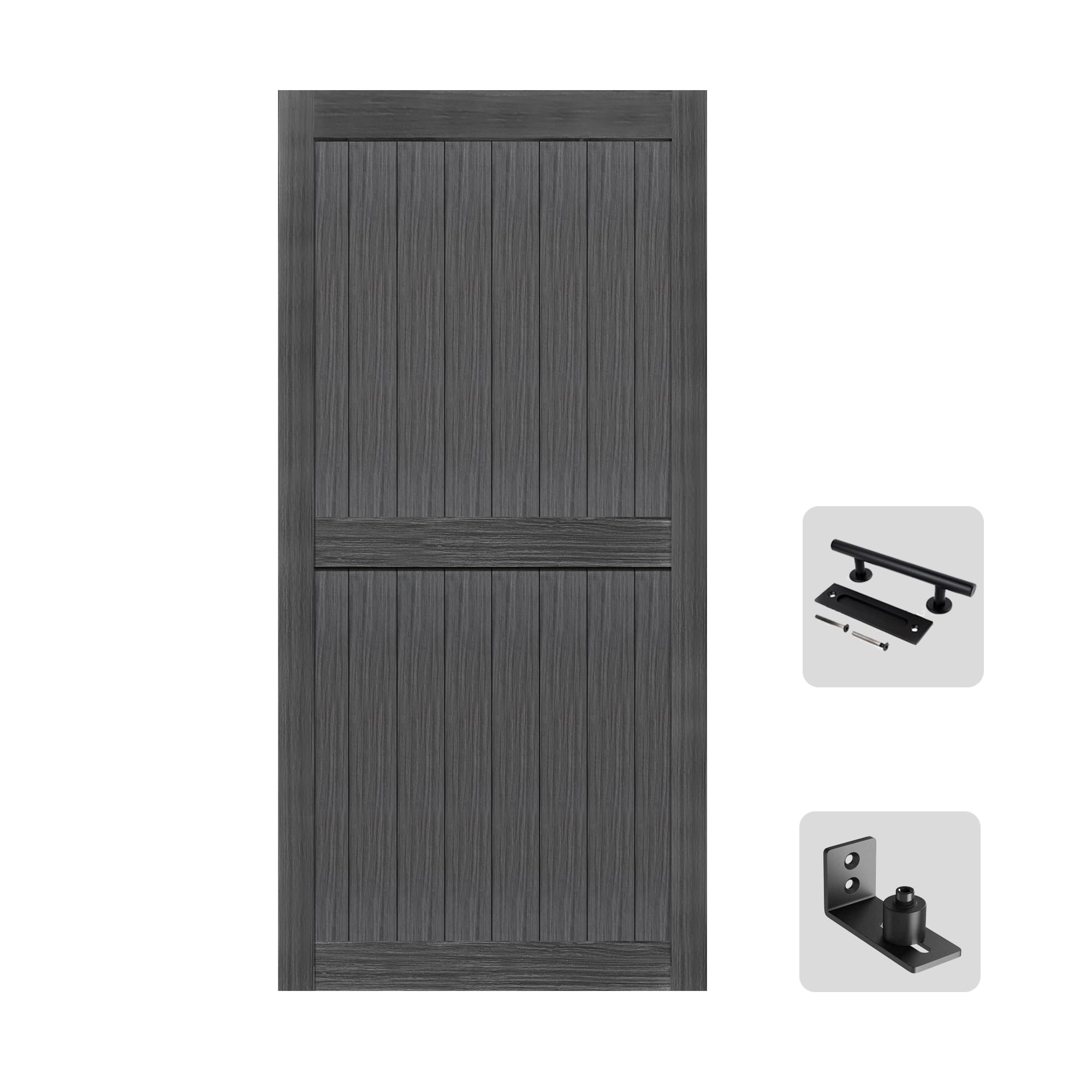 S&Z TOPHAND® 40in x 84in MDF Deep Gray Barn Door, 24-60in Solid Barn Door Slab Covered with Water-Proof PVC Surface, Simple Assembly is Required