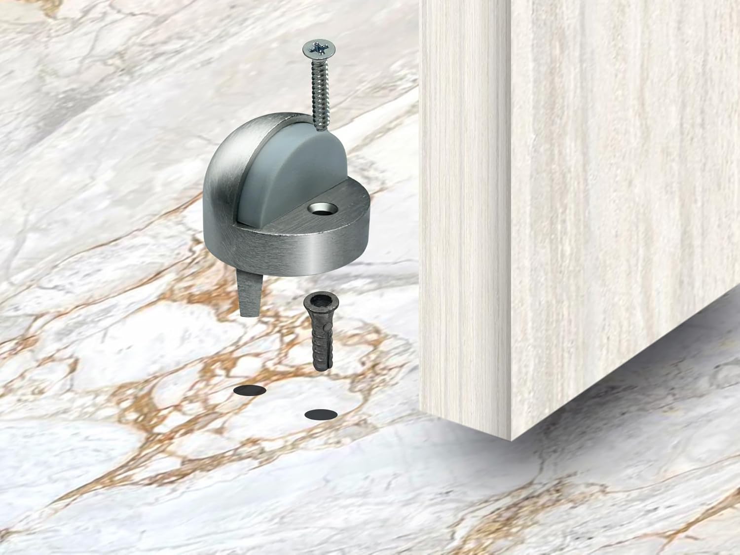 QCAA High Dome Floor Door Stop, 1-11/16" x 1-3/16", Zinc Die Cast, Matte Black, 1 Pack, Made in Taiwan