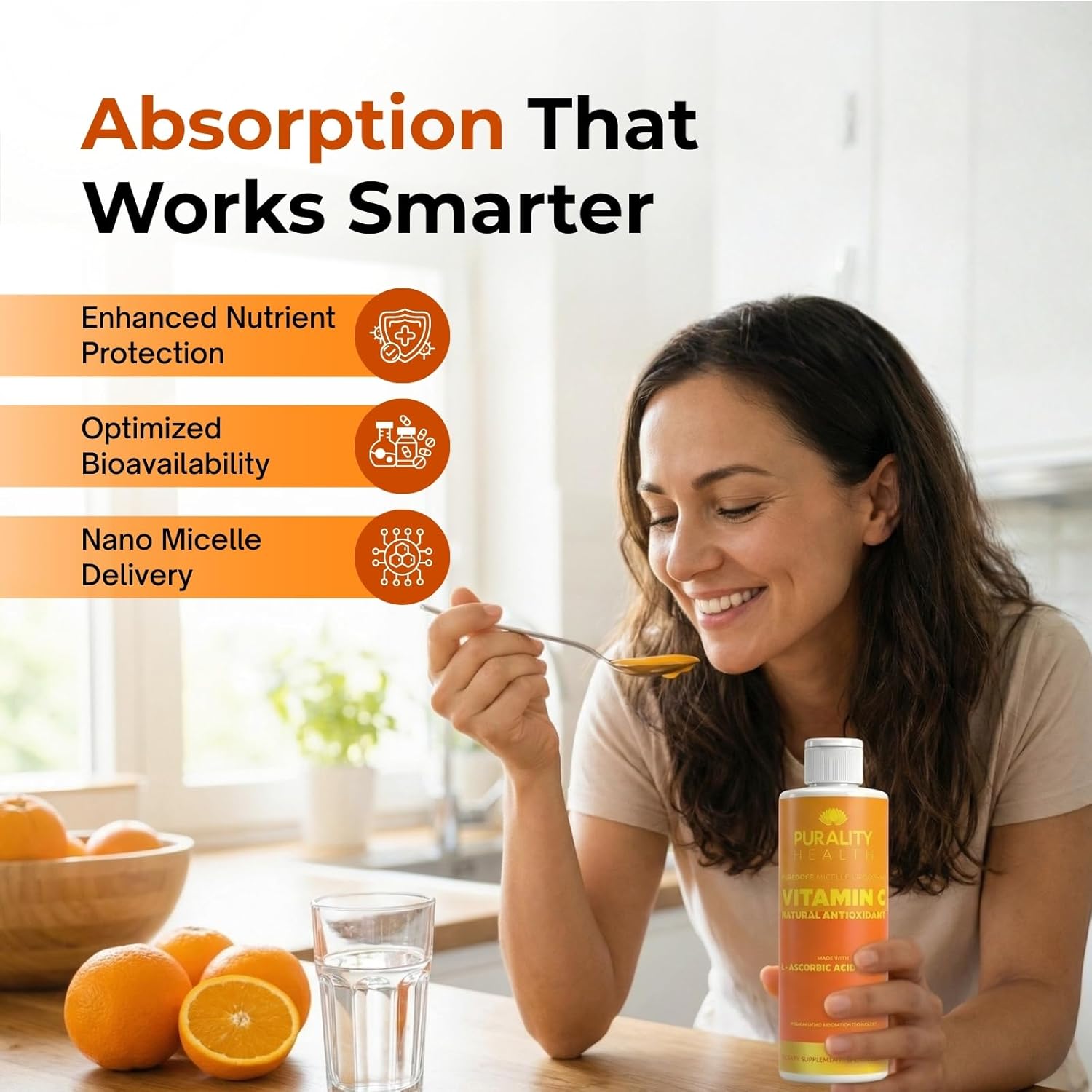 PURALITY HEALTH Vitamin C Liquid Supplement 1000mg per Serving, Micelle Liposomal Enhanced Absorption, Non-GMO, Gluten Free, Vegan, 15 Day Supply