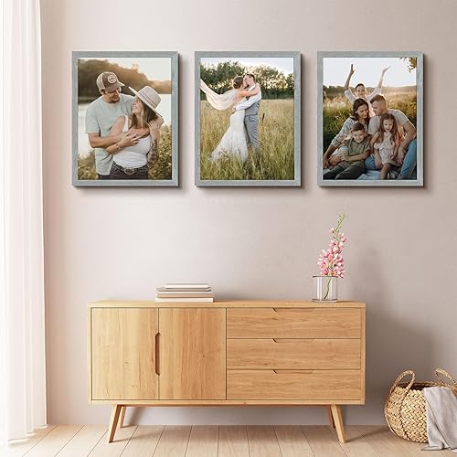 Miniatura 4 de Golden State Art, Marco de fotos de 18 x 24 pulgadas, moldeado ancho, estilo rústico de grano de madera, ganchos traseros para exhibición de pared,