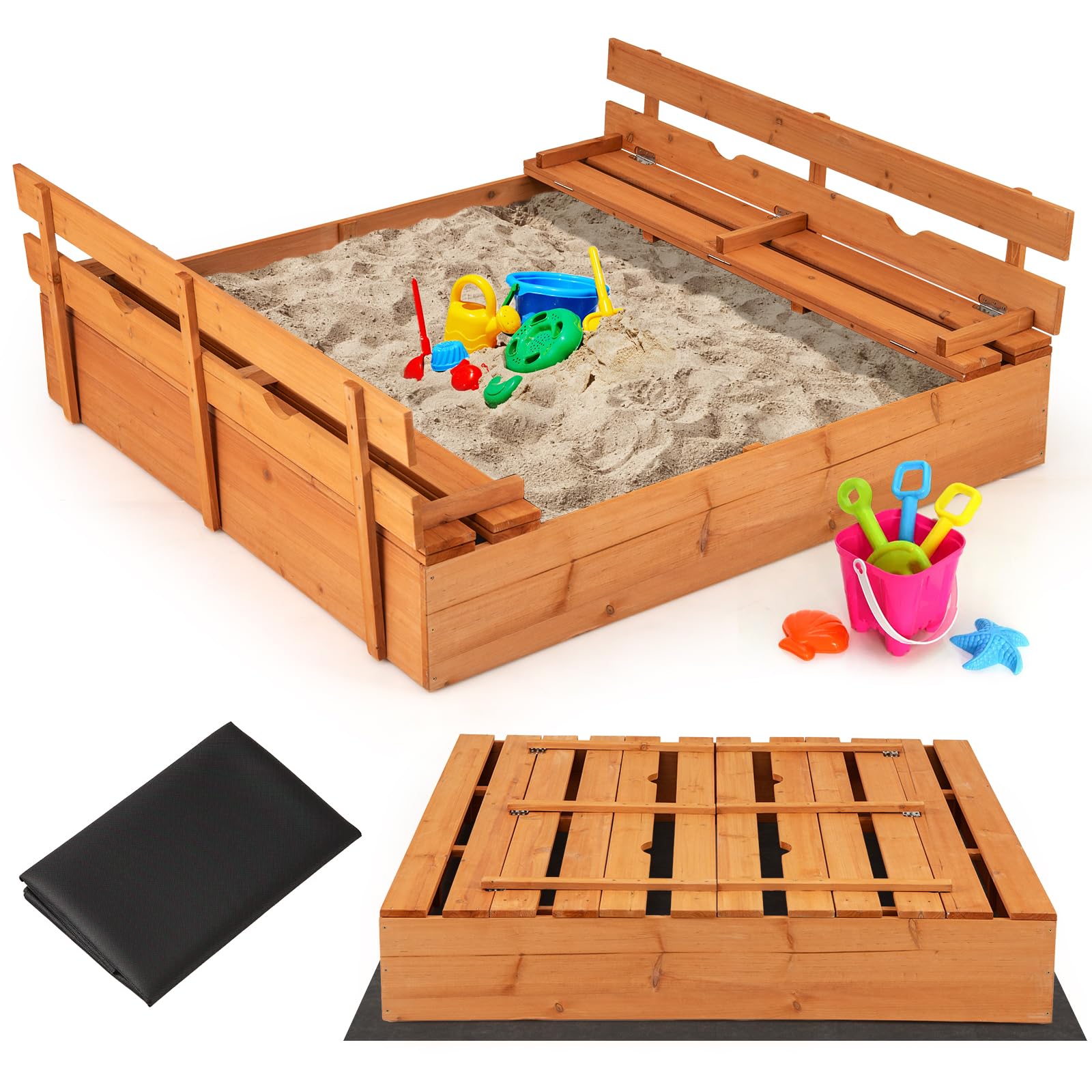 Amazon.com: HONEY JOY Sandbox with Cover, 47x47 in Cedar