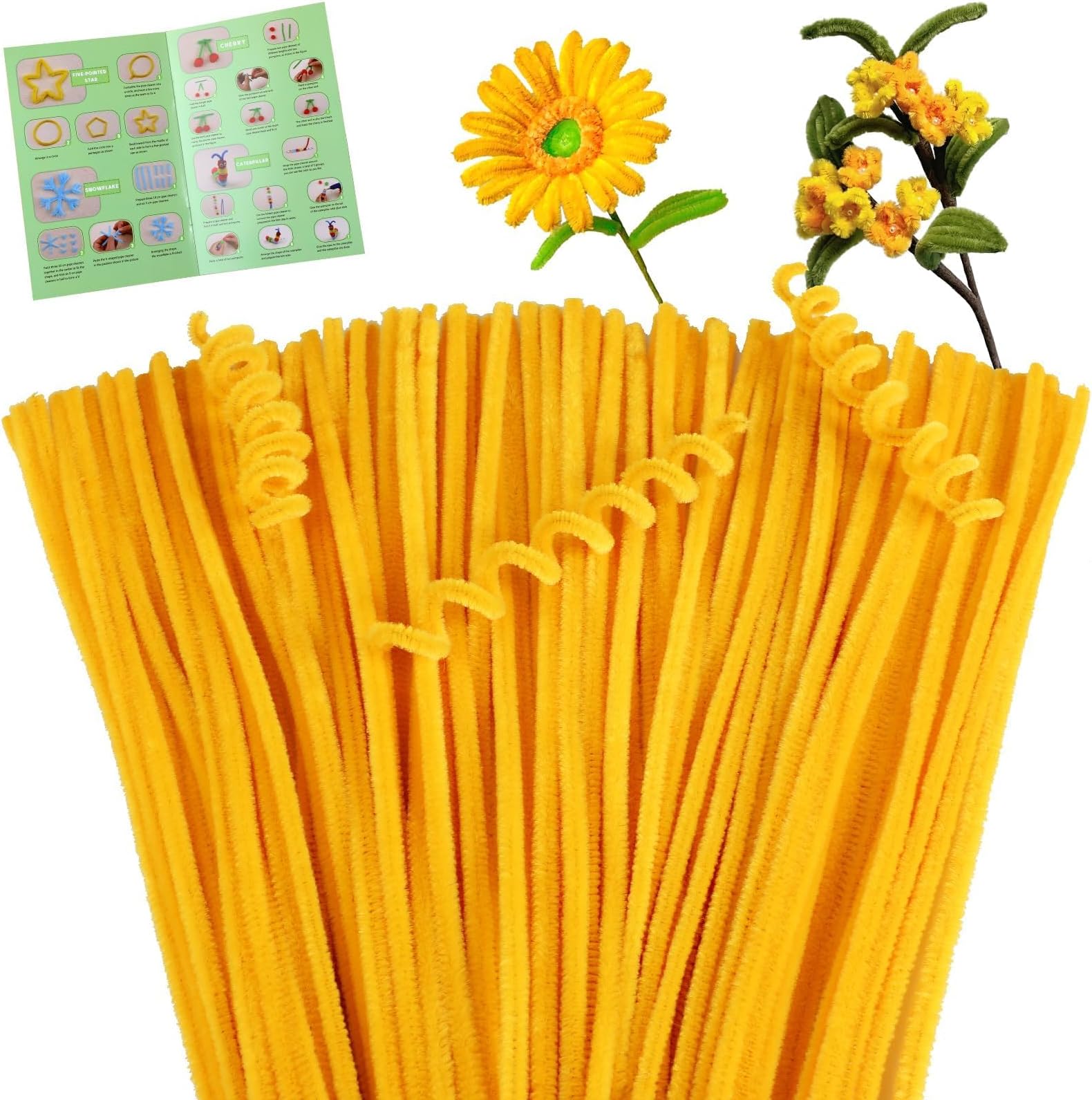 Giwrmu 100 Pcs Pipe Cleaners Chenille Stem, Light Gold Pipe Cleaners Craft
