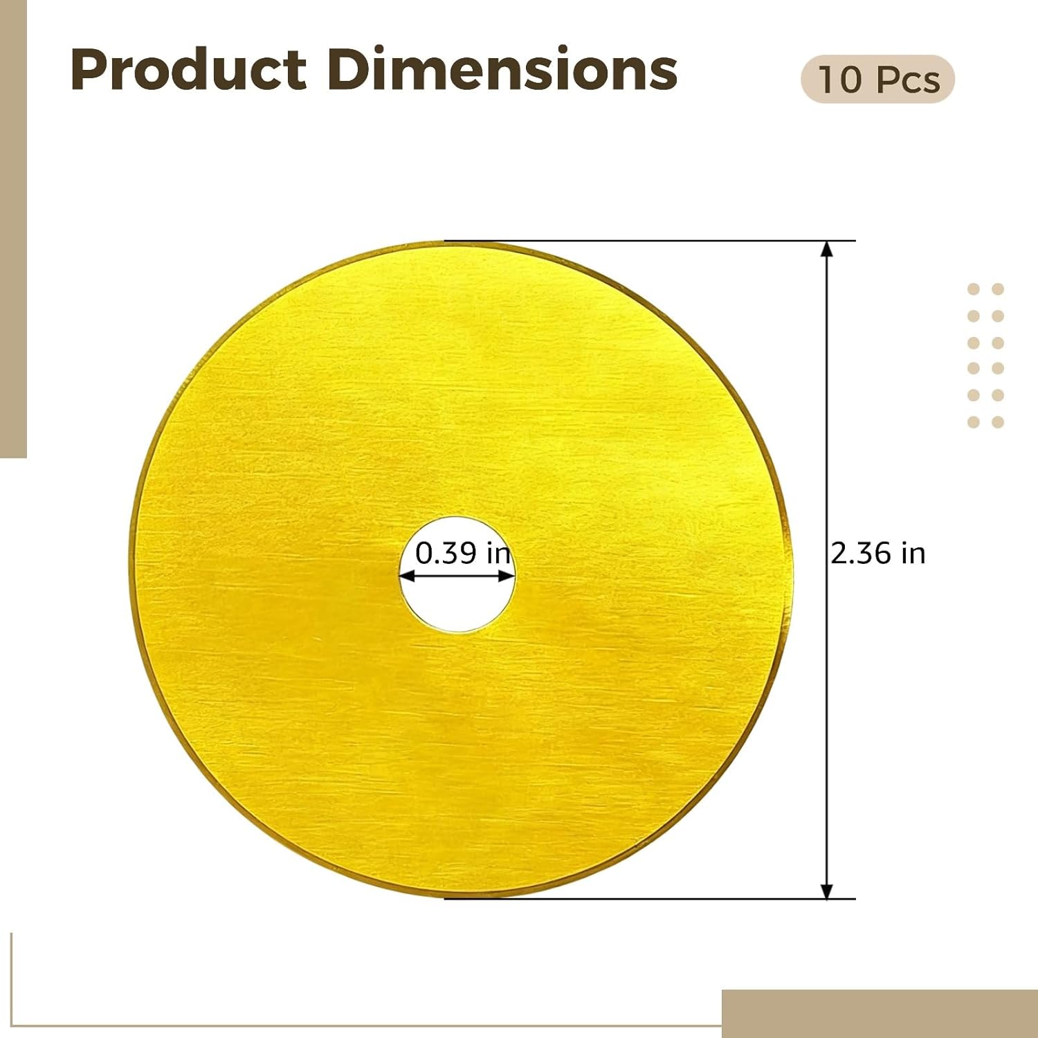 60Mm Cutter Blades, 10 Pcs Steel Spare Blades With Case, Golden Coated For Leather, Fabric, And Paper Cutting