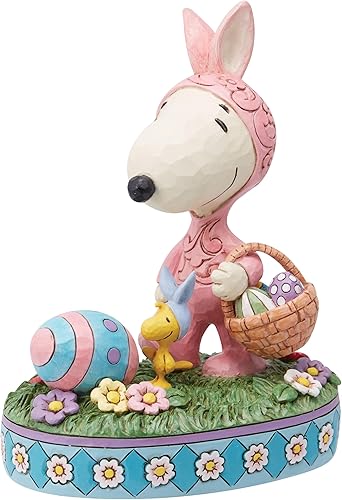 Enesco Peanuts by Jim Shore Snoopy and Woodstock - Figura de conejitos de Pascua, 6 pulgadas, multicolor
