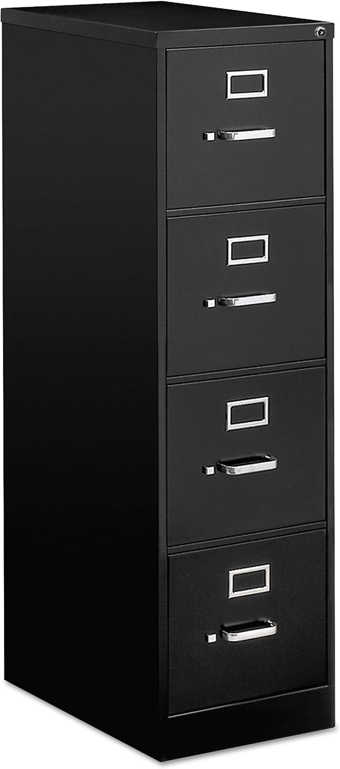 OIF VF1552BL Four-Drawer Economy Vertical File Cabinet, Letter, 15w x 25d x 52h, Black