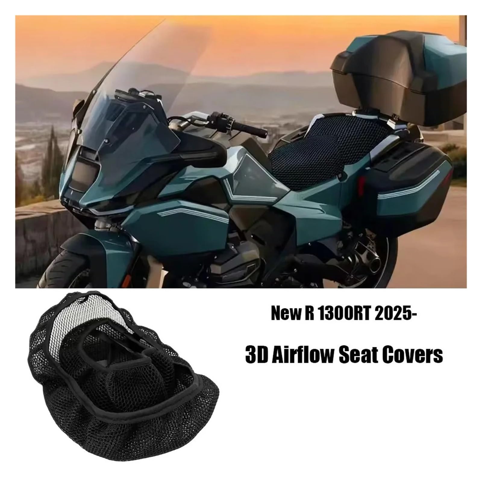 Motociclo Coprisedile Cuscino R1300RT Sedile Proteggi Cuscino Calore 3D Flusso D'aria Copre R 1300RT Per B&MW 1300 RT 2025- Sella In Tessuto