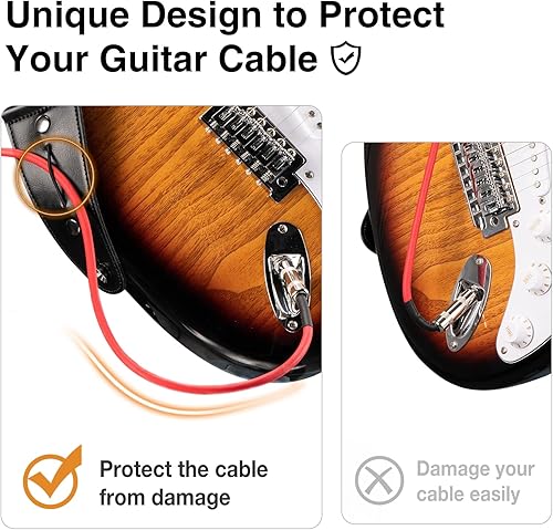 Miniatura 5 de LEKATO Correas de guitarra eléctrica para bajo y guitarra, con soporte para púas, 2 cerraduras de correa, 6 púas de algodón, longitud de correa