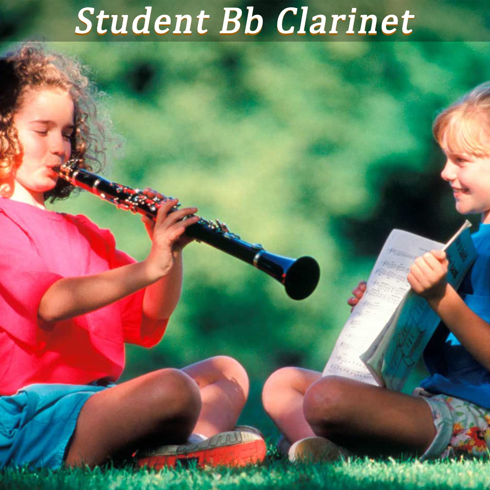 Bb Clarinet For Beginners Students B Flat Clarinet 17 Keys Clarinets with Case Stand Strap 2 Barrels 8 Mouthpiece Cushion White Gloves Cleaning Kit (Black)