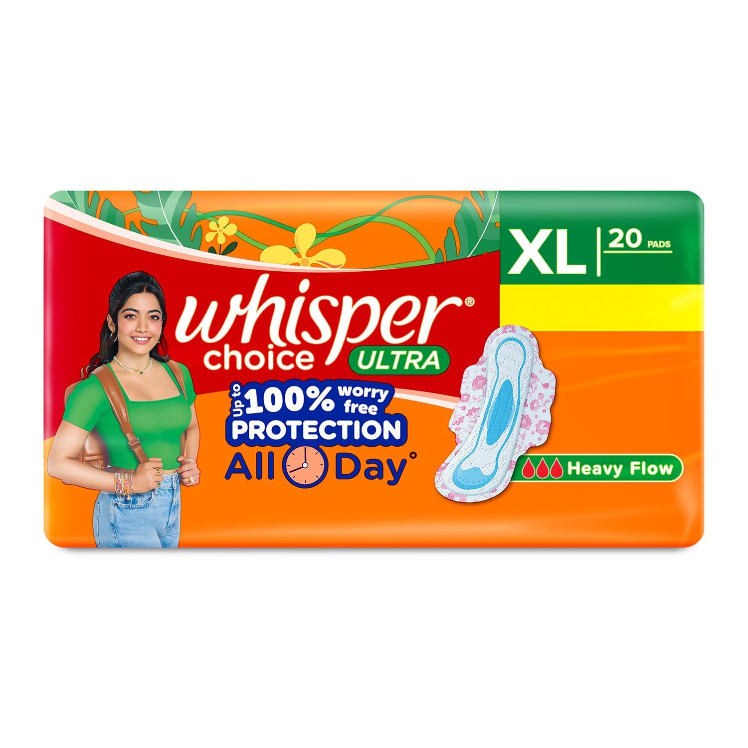 Whisper Choice Ultra Sanitary Pads for Women, XL 20 Napkins-image-38