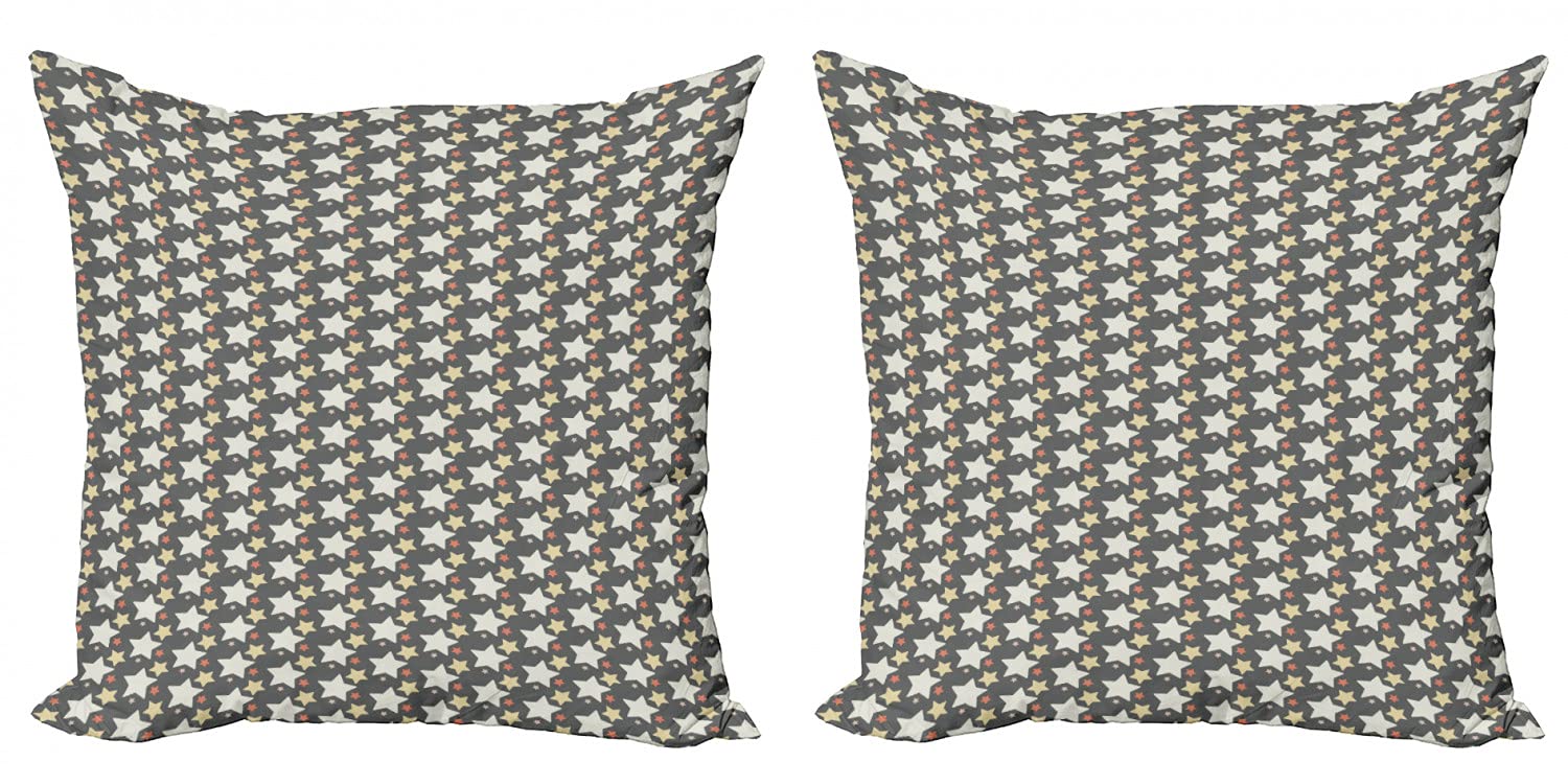 ABAKUHAUS Federe Cuscino Set Di 2 - 40x40 Cm - Tessuto Microfibra Stampa Galassia Stelle, Blu Navy E Nero