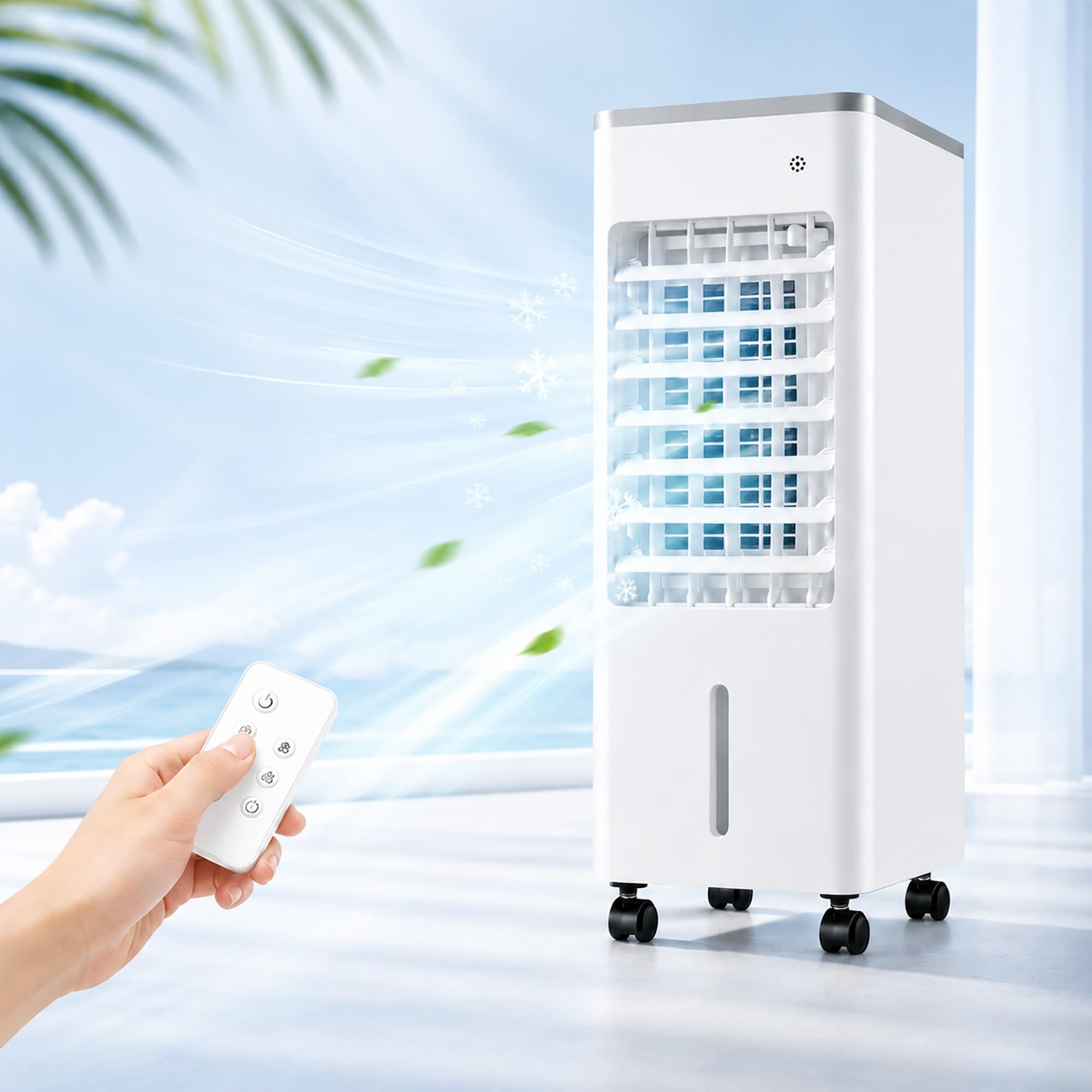 Portable Evaporative Air Cooler, 6L Water Tank Swamp Cooler Remote Control