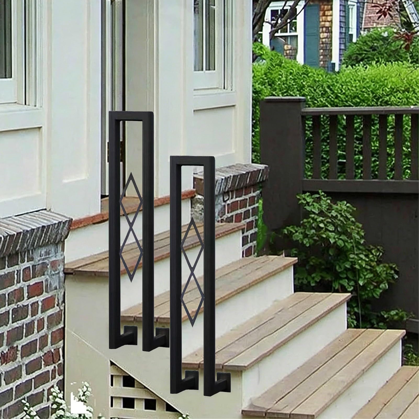 U-Shaped Hand Rail for Outdoor Stair Side Mount Handrail | Industrial Iron Stair Railing Guardrail Fit 1 Step｜Banister Handrails Safety Support Poles 35~100cm(A,85cm/33in)