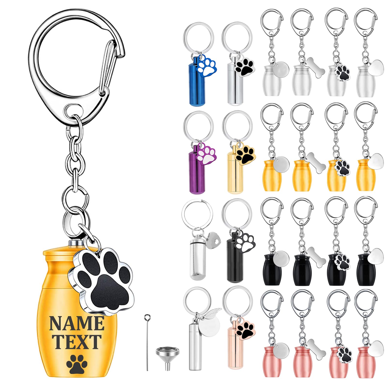 Custom Dog Urns for Ashes Keyring Engraved with Dog's Name and Text, Personalised Keyring Mini Pet Urns for Dogs Ashes, Cat Urn Dog Ashes Keepsake, Stainless Steel Pet Urn, Pet Memorial Gifts (A-02)