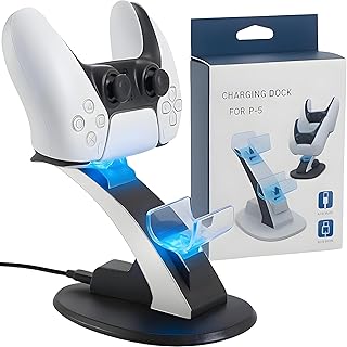 Base de Carregamento PS5 - Estação com Dock Duplo para Dois Controles com LED e Compatibilidade Total, Carregamento Rápido, Seguro e Proteção Contra Sobrecarga Suporte Ideal para Setup Gamer - Produto 9 mais recomendado com 5 estrelas