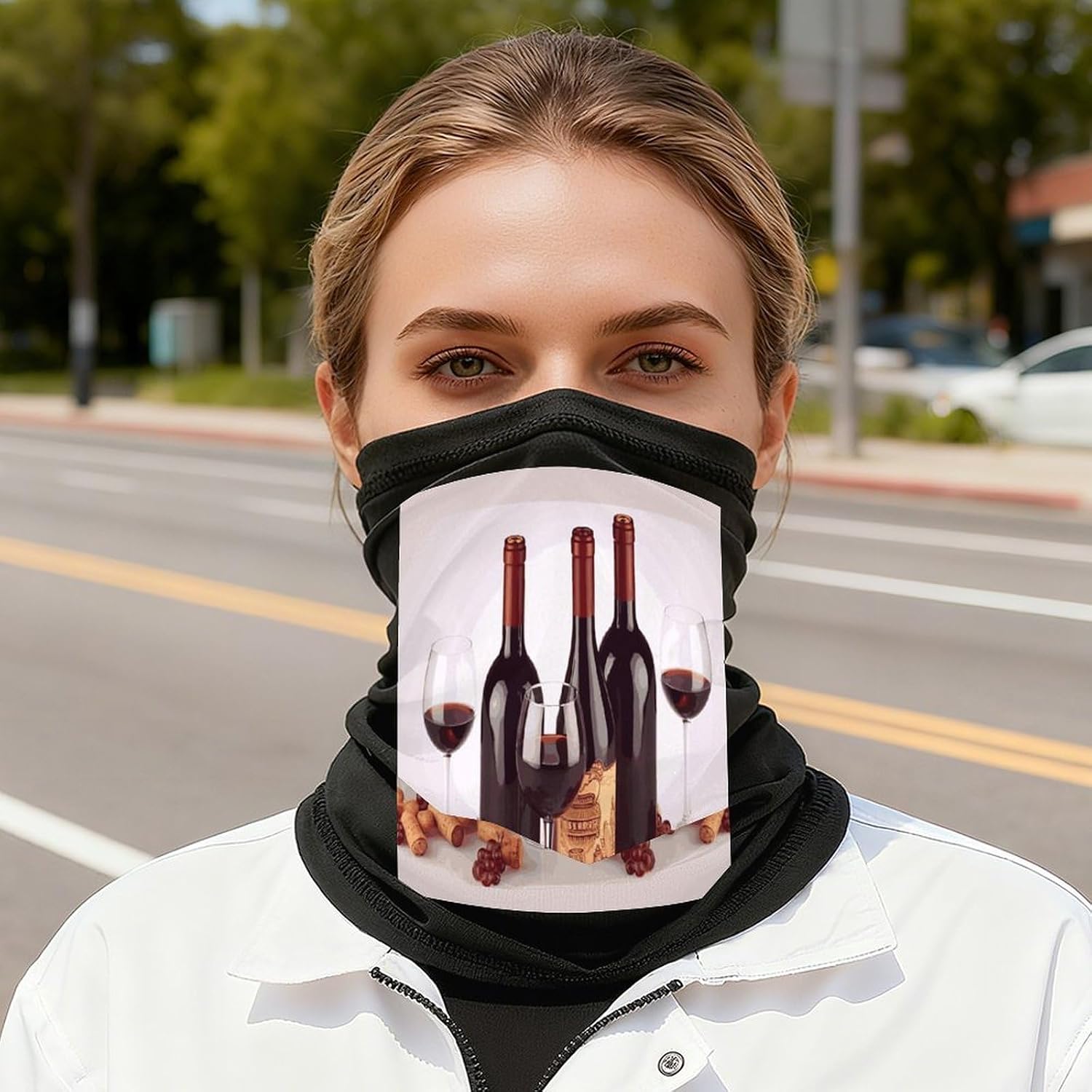 Red Wine Face Mask for Men Women,Neck Gaiter Sunscreen Breathable,Face Cover for Skiing Fishing Hiking Cycling