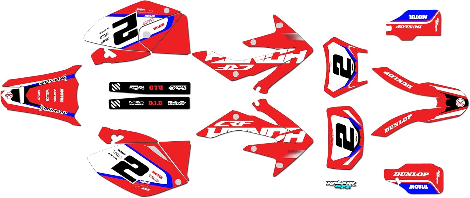 Graphics Kit for Honda CRF250X Enduro (2004-2007) Flight Series Red-Blue 09 Mil - Dirt Bike Custom Racing Graphics Decals Stickers Kit, no-Plastics