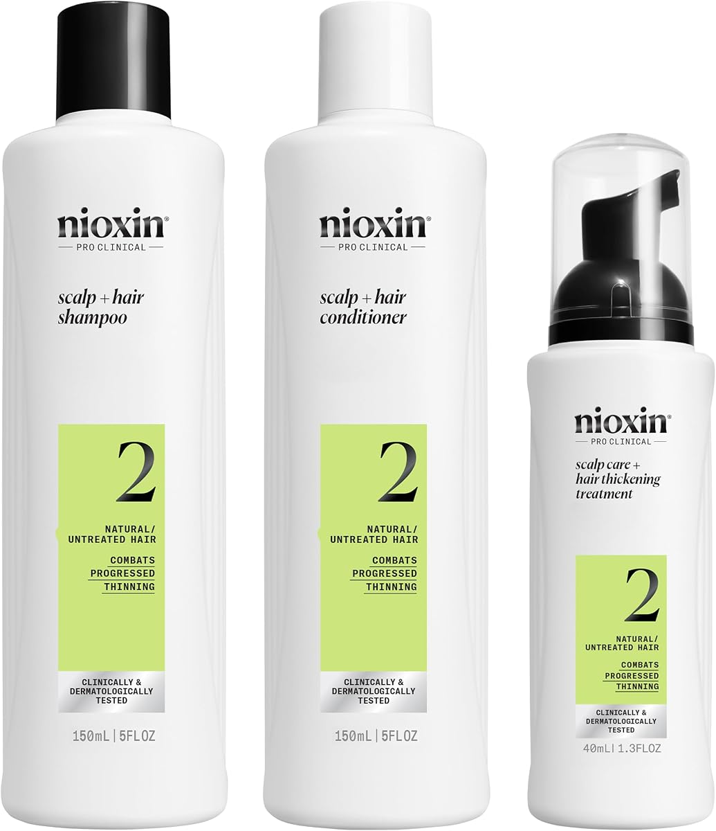 NIOXIN System Kits | Scalp + Hair Thickening | 1 Month Supply | Natural, Colored & Damaged Hair with Light to Progressed Thinning | Strengthen & Boost Hair Density with Niacinamide & Biotin