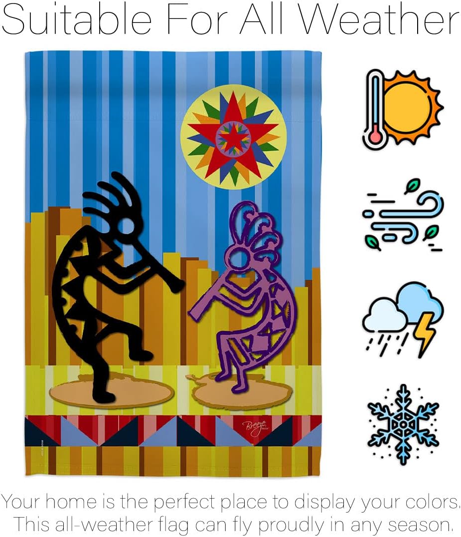 Breeze Decor - Kokopelli Dream Country & Primitive - Everyday Southwest Impressions Decorative Vertical House Flag 28" x 40" Printed in USA