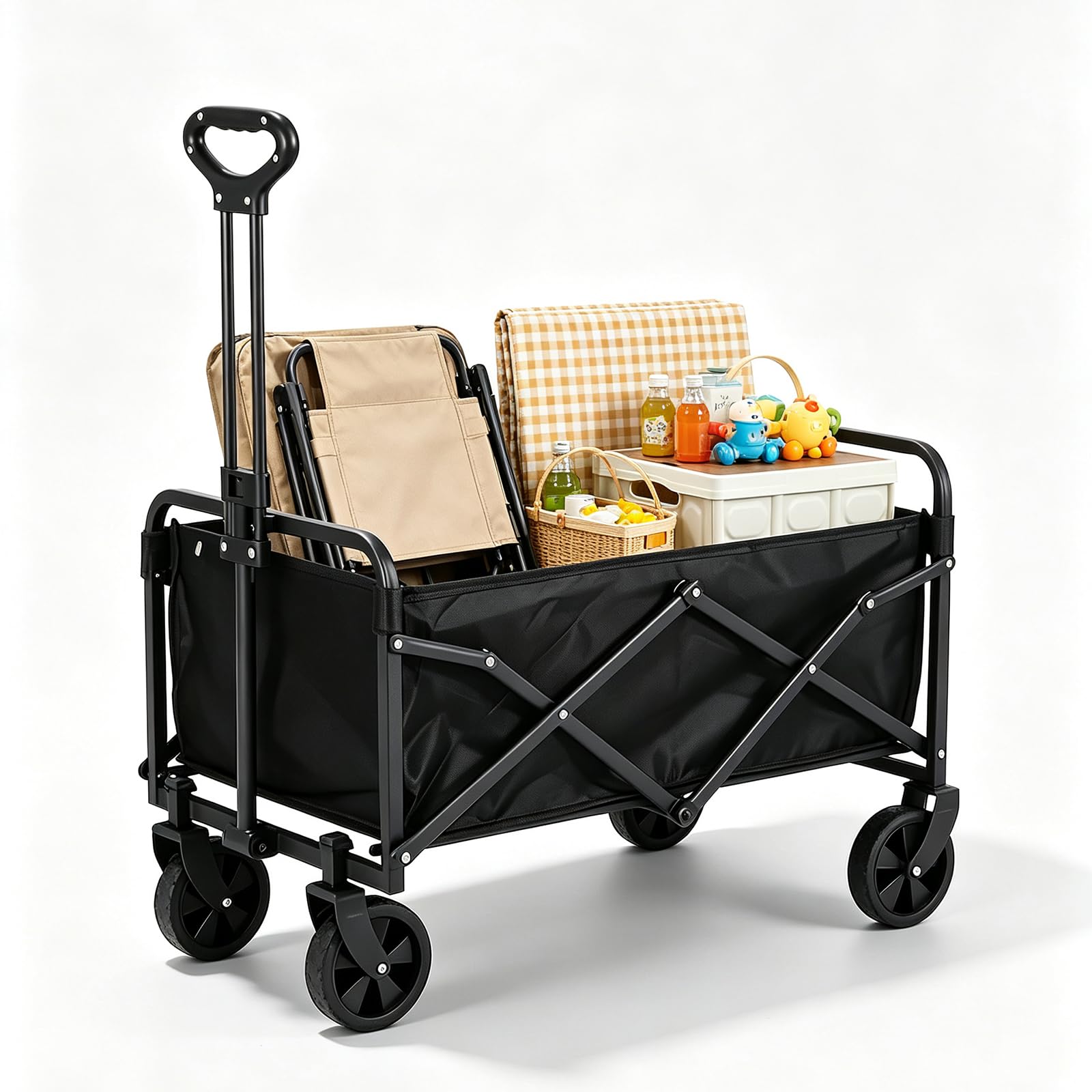 Carro plegable con ruedas, 100 L, soporta hasta 150 kg